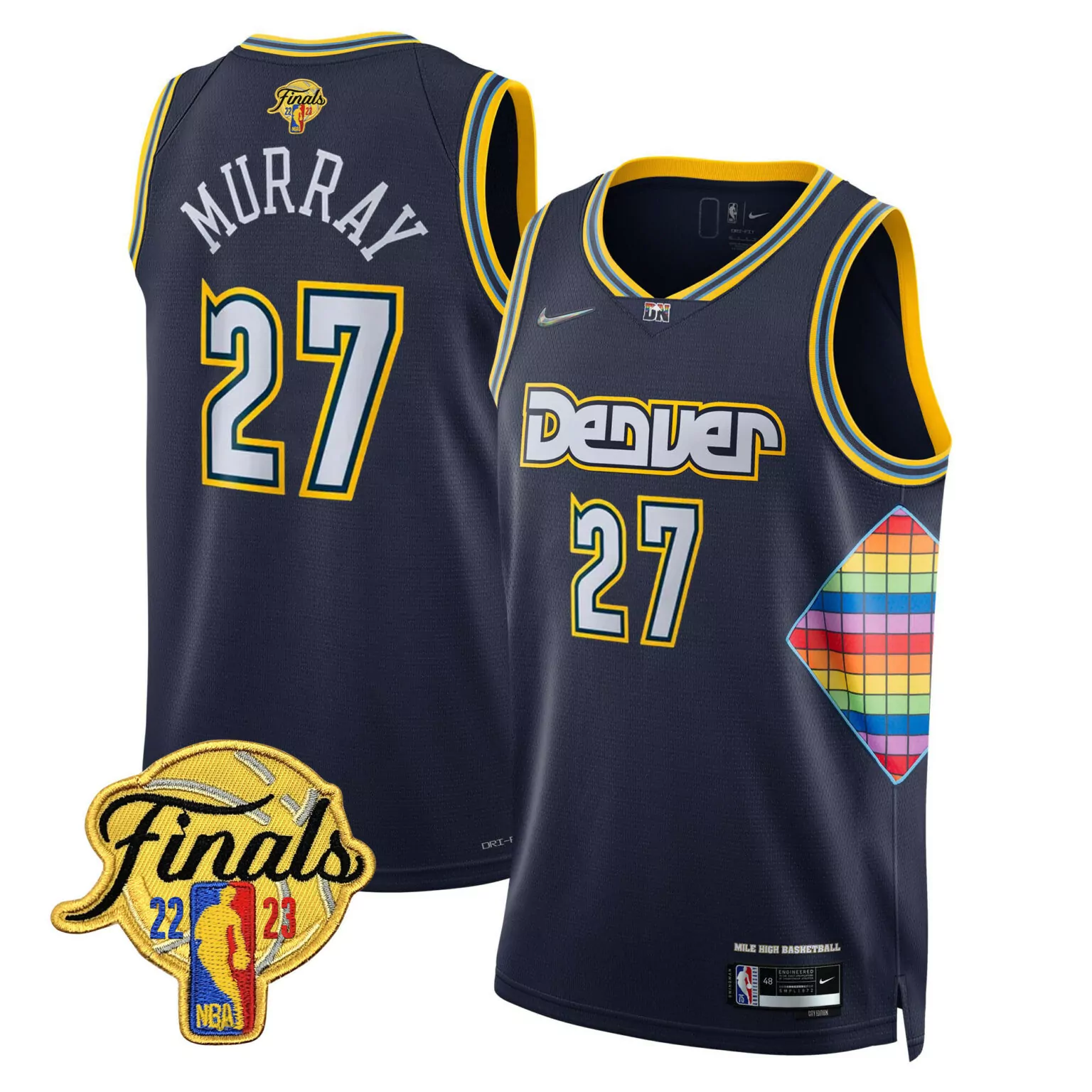 Customizable City navy jamal murray denver nuggets 2023 finals patch collection jersey v2 all stitched 1077