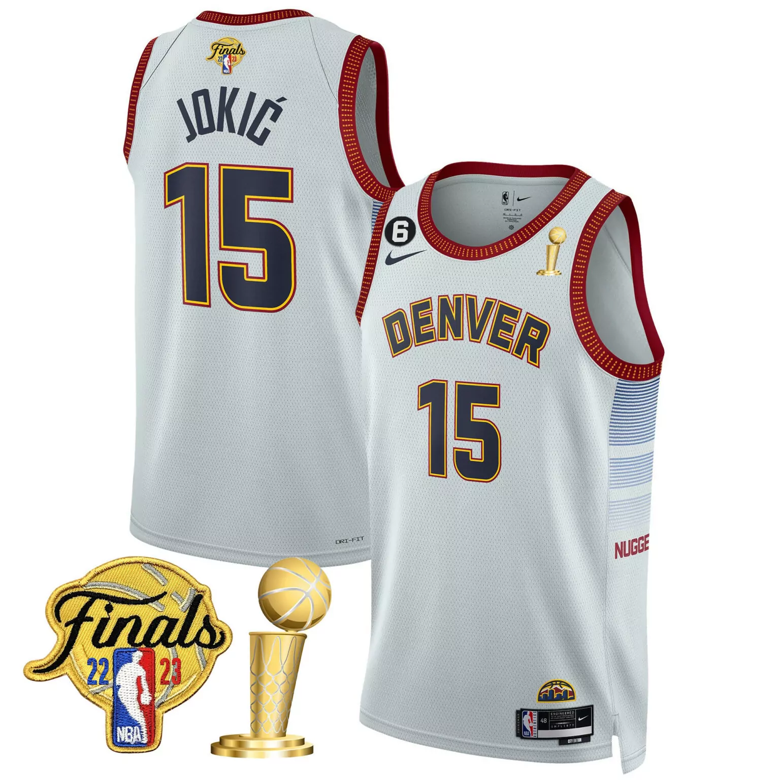 Custom City nikola jokic denver nuggets 2023 finals champions patch jersey all stitched 4264