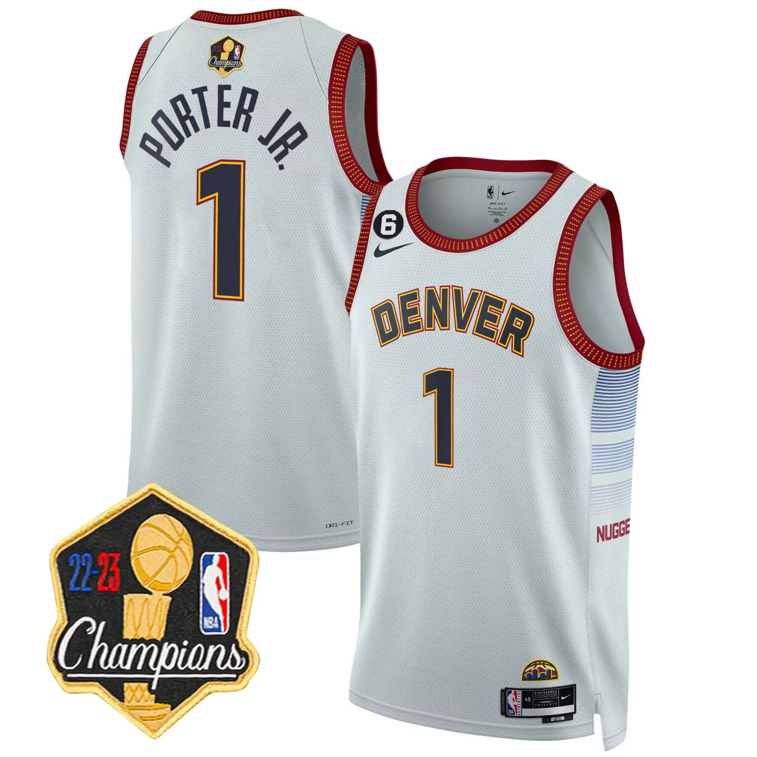 Custom City porter jr denver nuggets 2023 champions patch jersey all stitched 9687