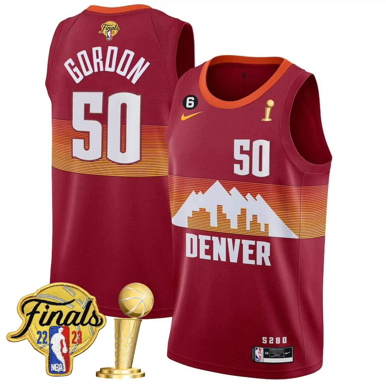 Personalized City red aaron gordon denver nuggets 2023 finals patch champions collection jersey v2 all stitched 7398