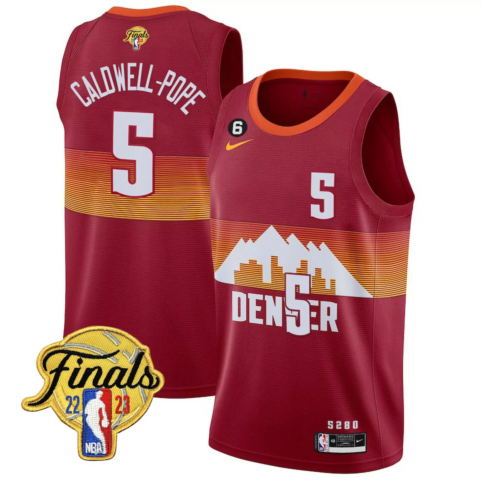 Personalized City red caldwell pope denver nuggets 2023 finals patch collection jersey v2 all stitched 8607