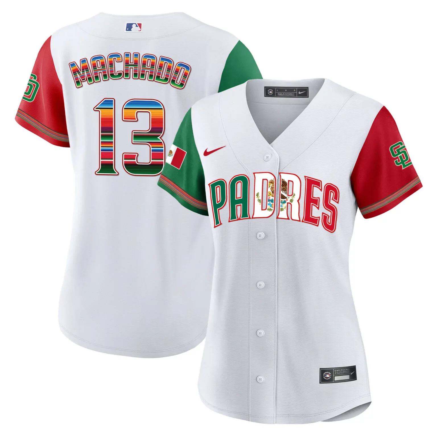 Custom Color sleeves manny machado san diego padres mexico jersey v2 all stitched 8072