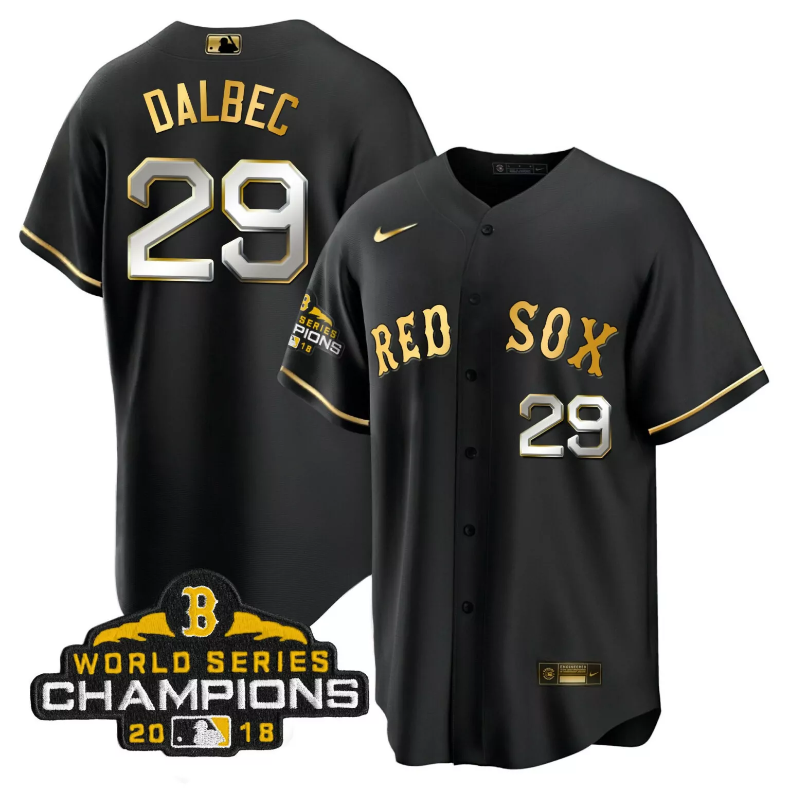 Custom Cool black bobby dalbec boston red sox world series champion 2018 gold jersey all stitched 5201