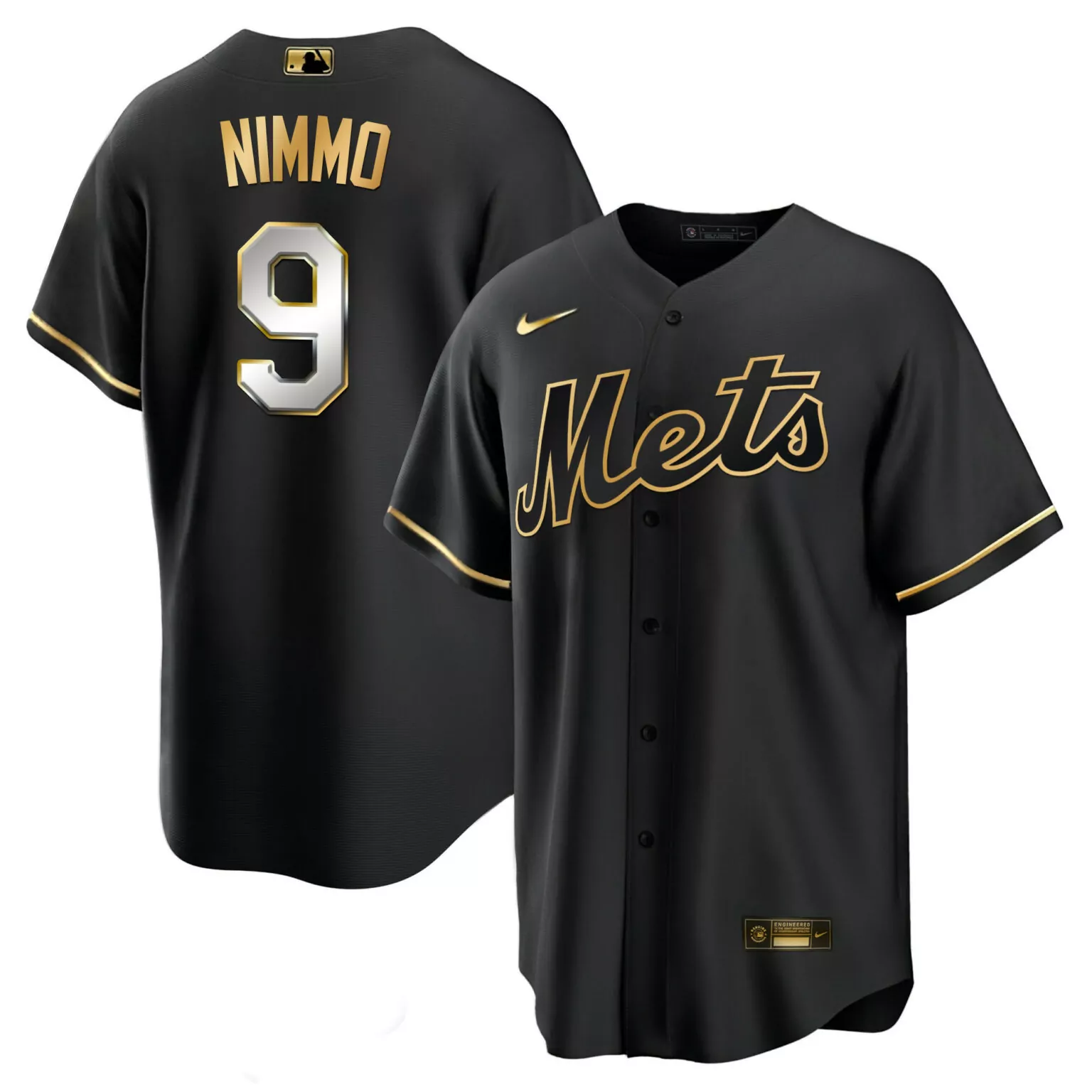 Customizable Cool black brandon nimmo new york mets black gold jersey all stitched 3554