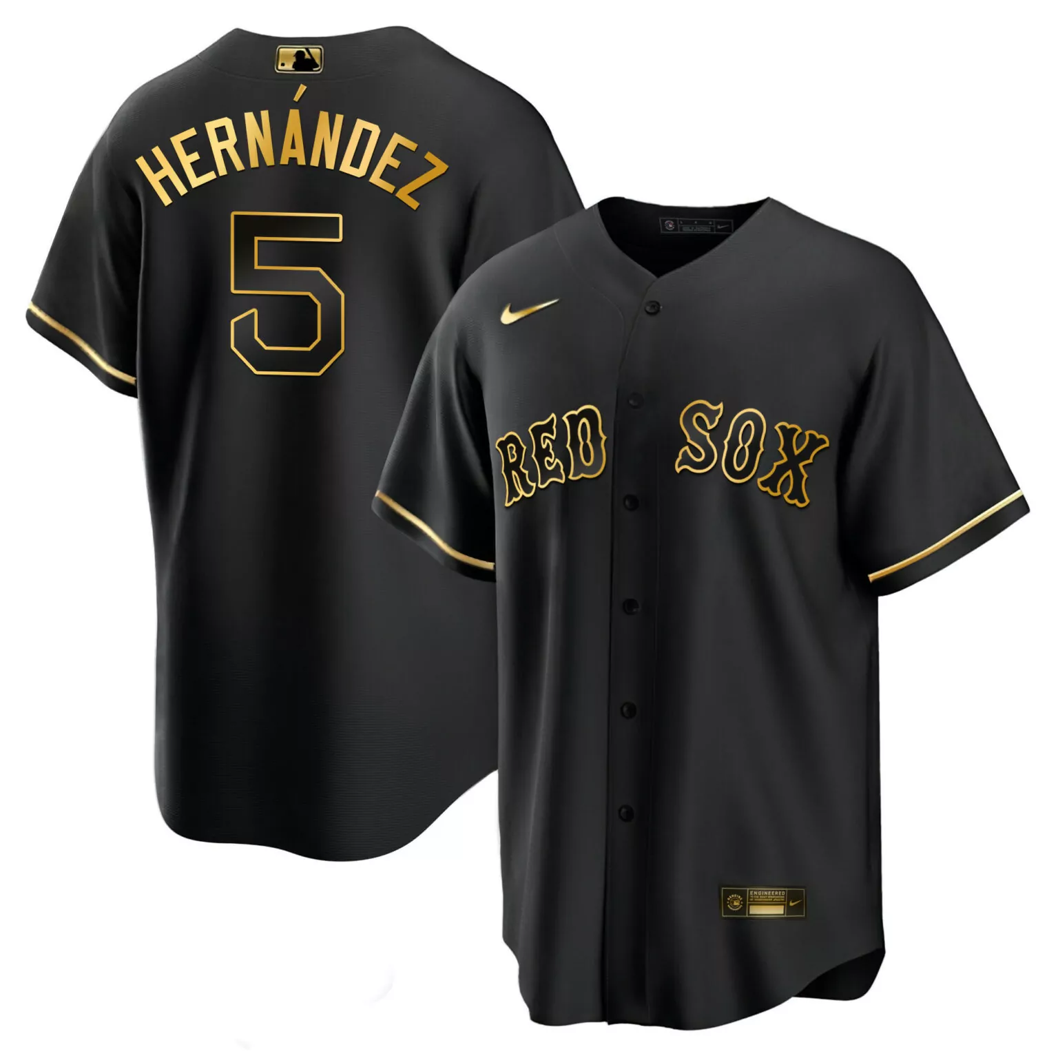 Personalized Cool black gold enrique hernandez boston red sox black gold jersey all stitched 7893