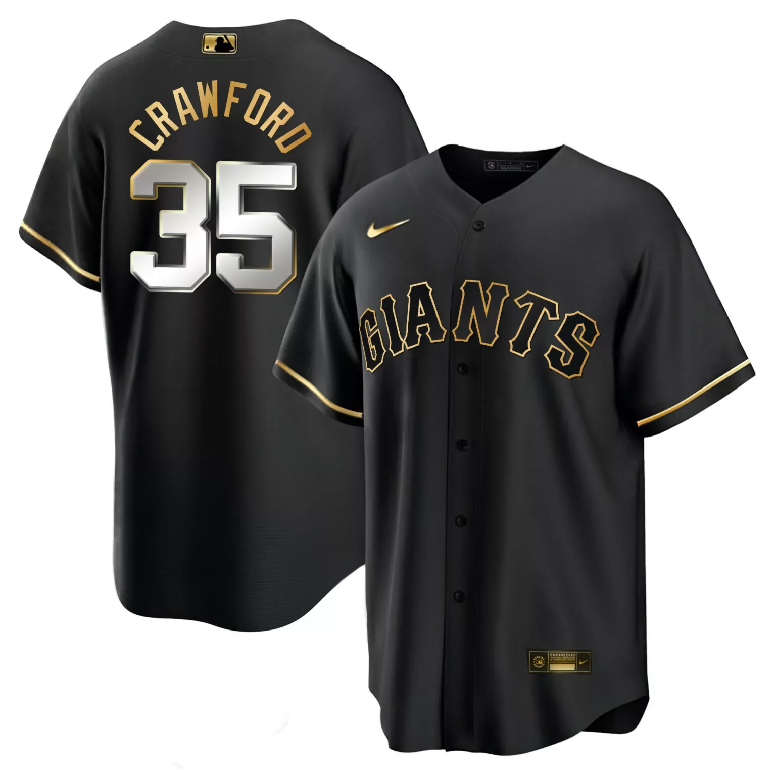 Custom Cool black limited brandon crawford san francisco giants black limited gold jersey all stitched 4518