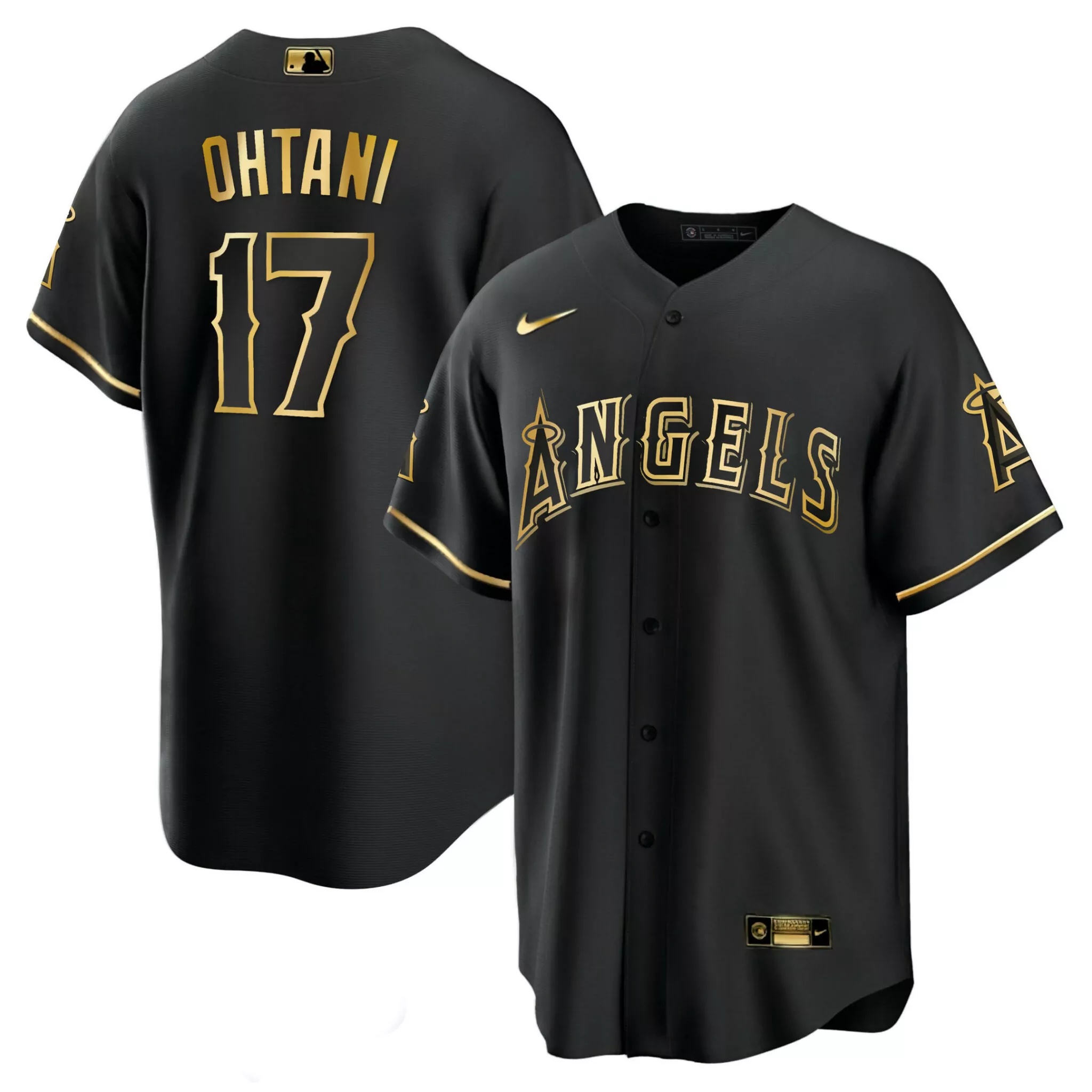 Customizable Cool black shohei ohtani los angeles angels white gold black gold jersey all stitched 6584