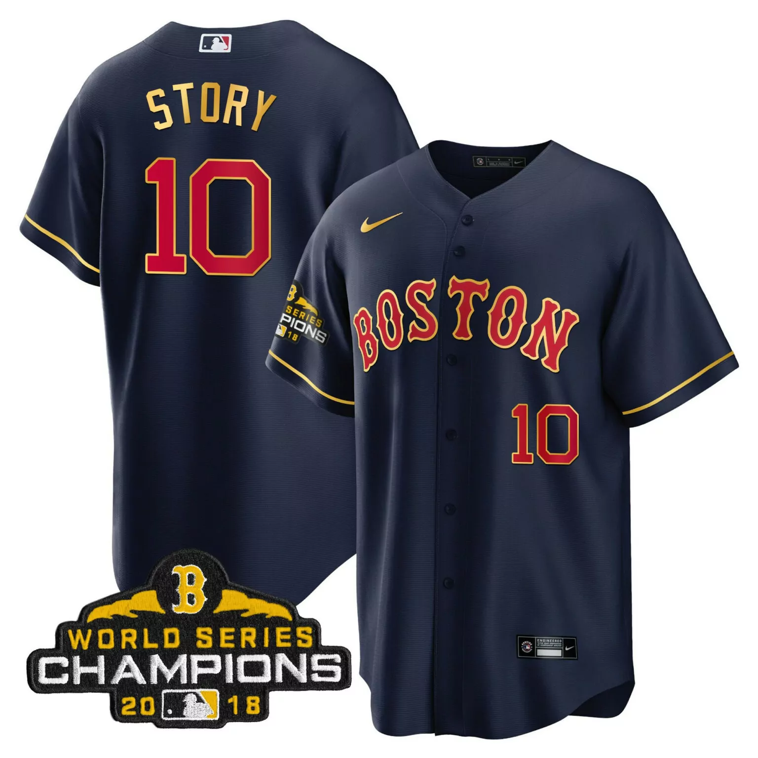 Customizable Cool navy trevor story boston red sox world series champion 2018 gold jersey all stitched 4362