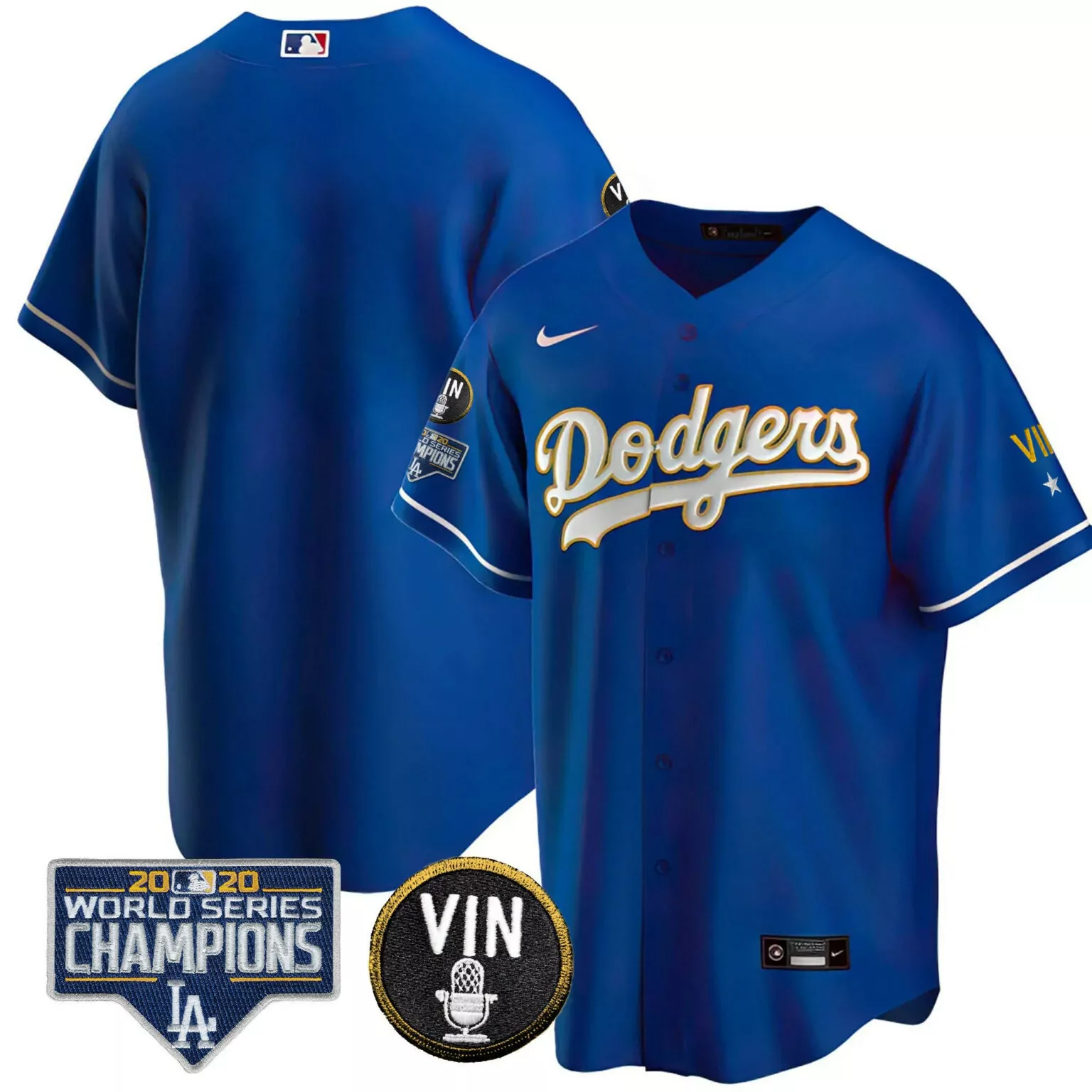 Customizable Cool royal team los angeles dodgers world series vin sculy patch gold jersey all stitched 6463
