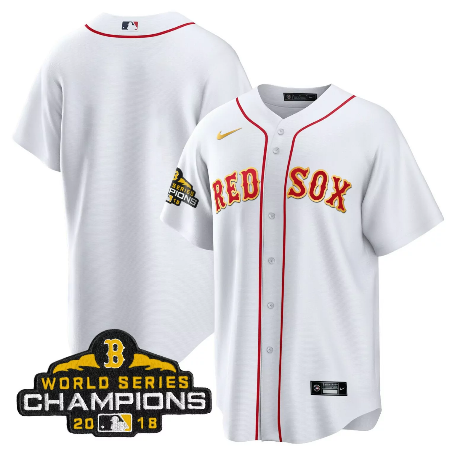 Customizable Cool white team boston red sox world series champion 2018 gold jersey all stitched 9110