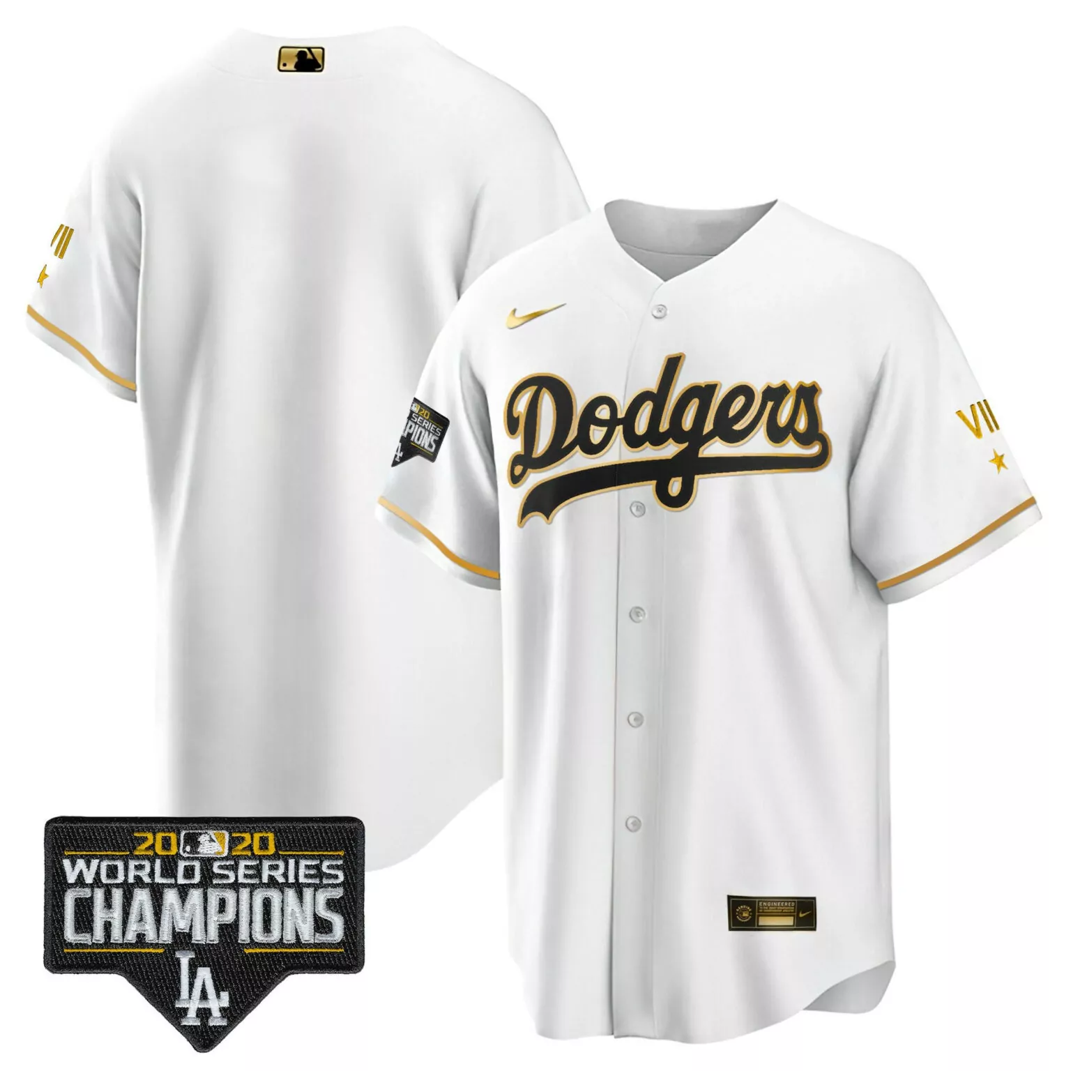 Personalized Cool white team los angeles dodgers world series 2020 gold jersey all stitched 5003