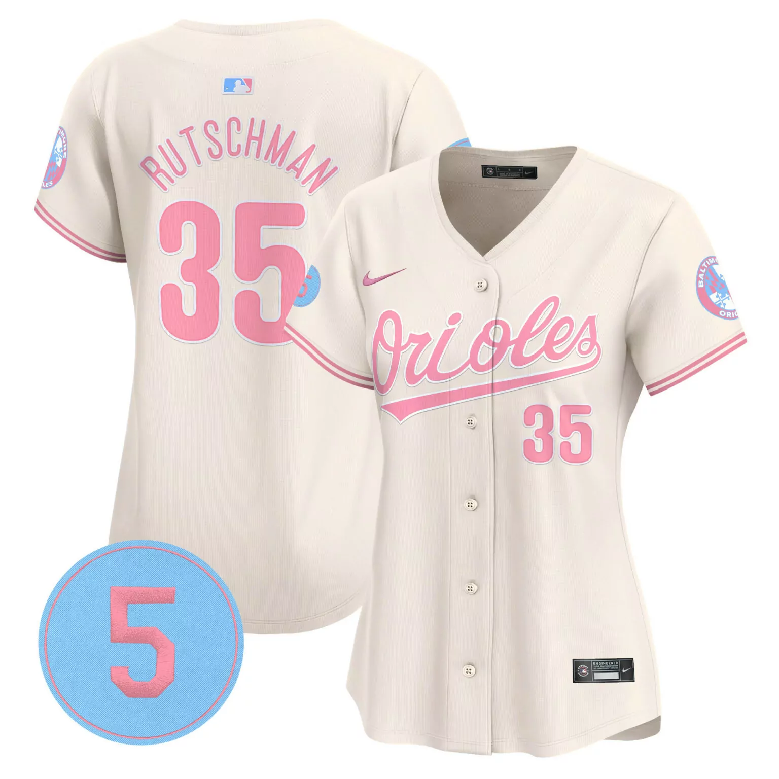 Personalized Cream adley rutschman baltimore orioles bubblegum pink robinson patch jersey all stitched 6051