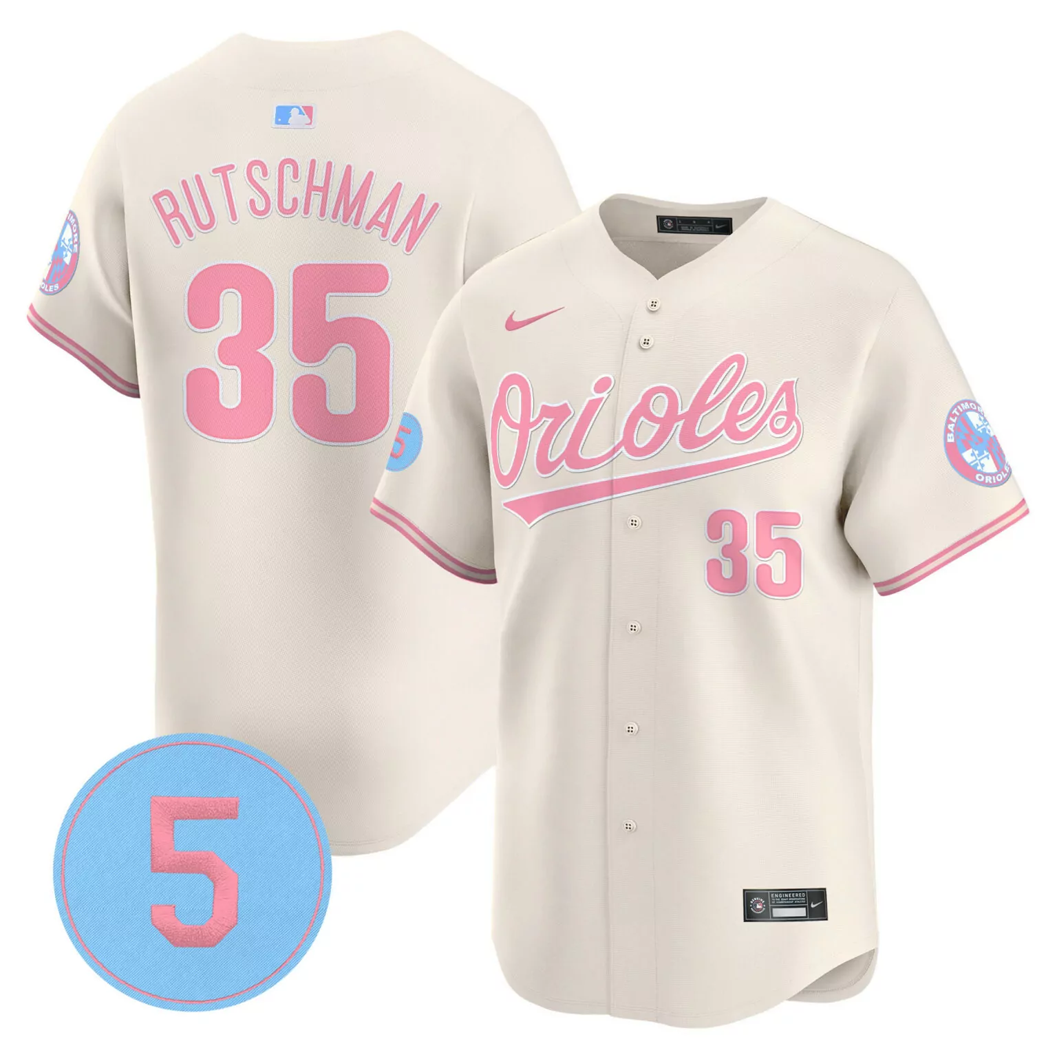 Custom Cream adley rutschman unisex baltimore orioles bubblegum pink robinson patch jersey all stitched 7717