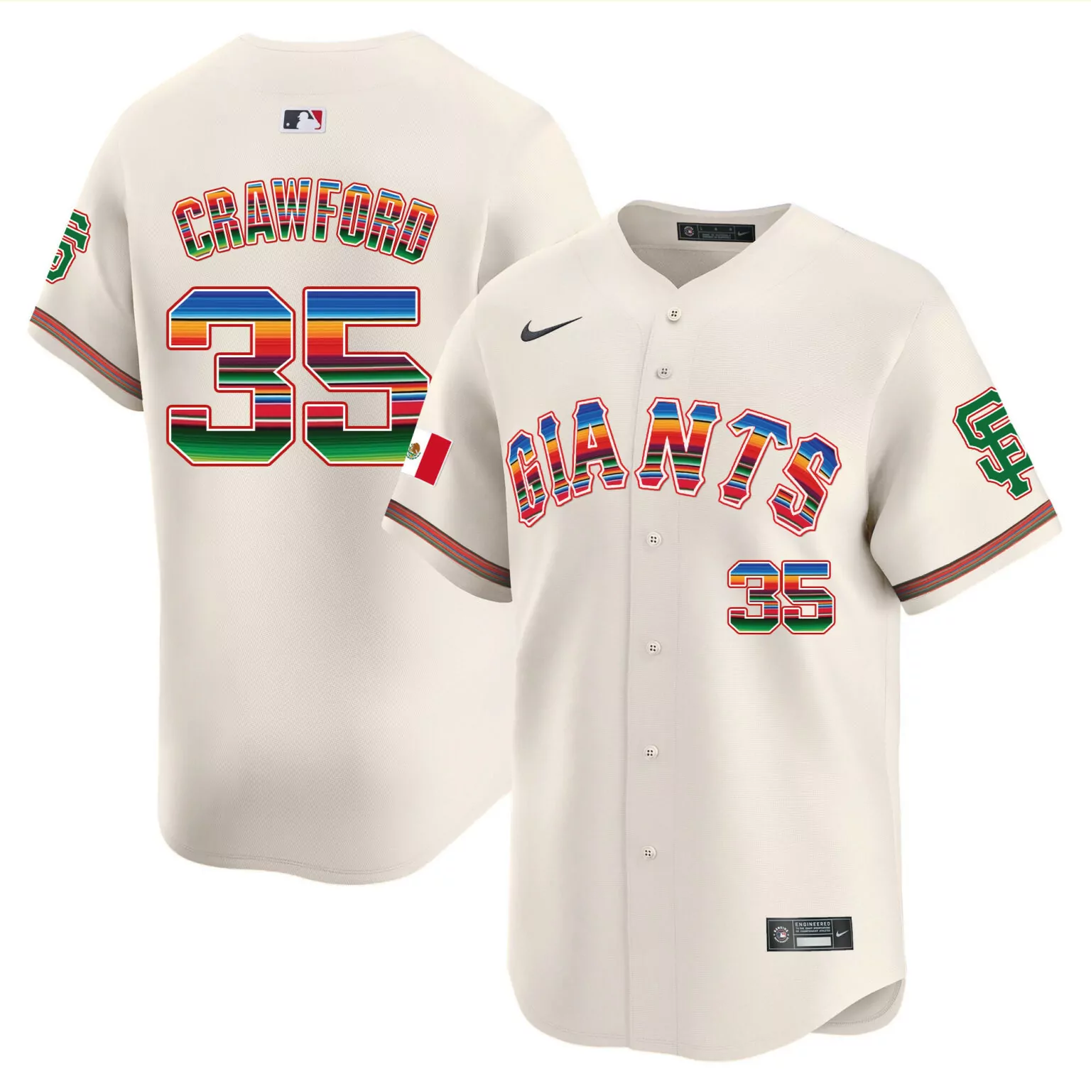 Personalized Cream brandon crawford san francisco giants mexico jersey all stitched 1905