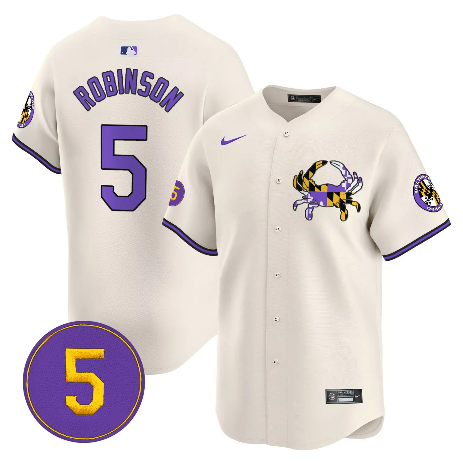Custom Cream brooks robinson baltimore orioles purple jersey all stitched 8535