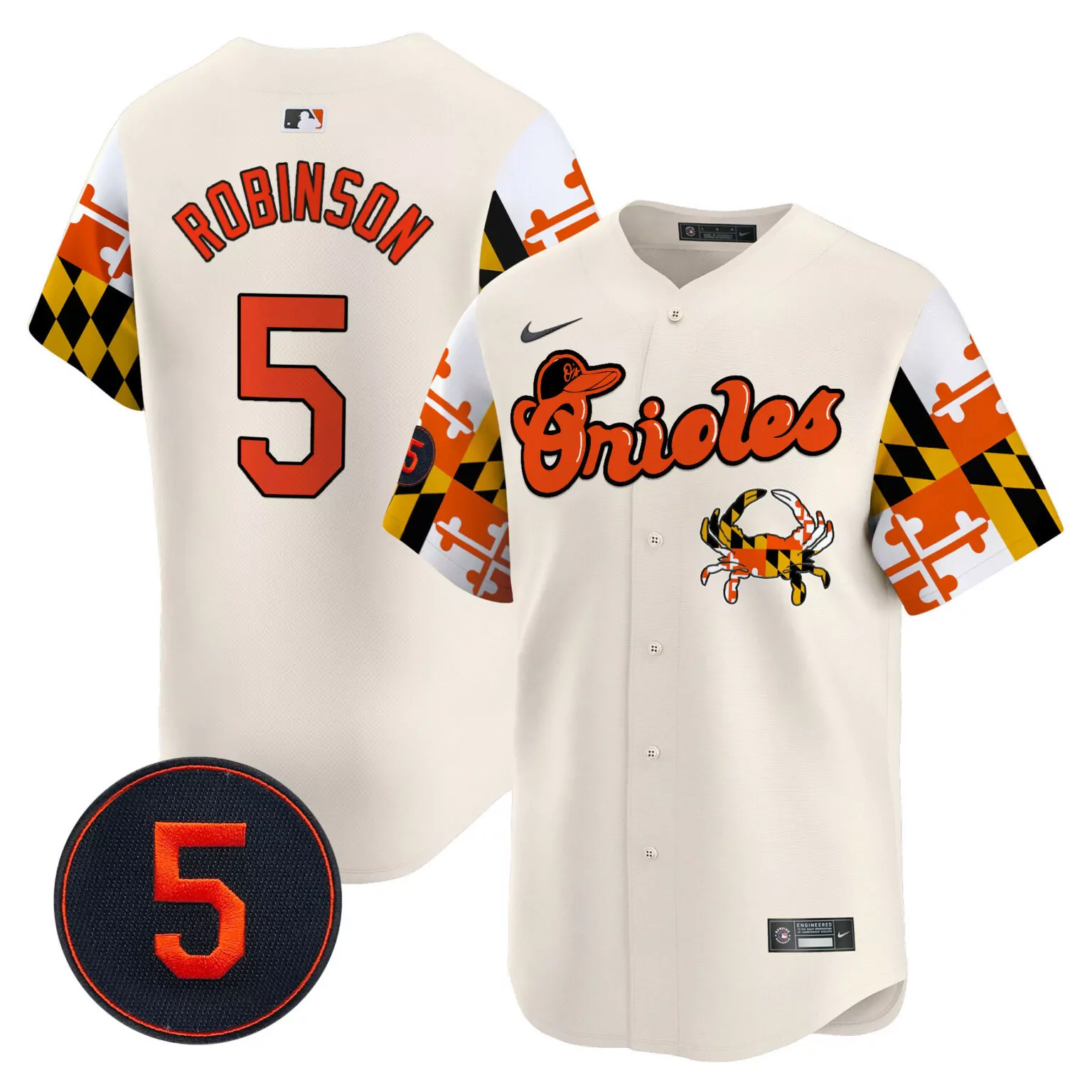 Custom Cream brooks robinson baltimore orioles robinson patch jersey v7 all stitched 3477