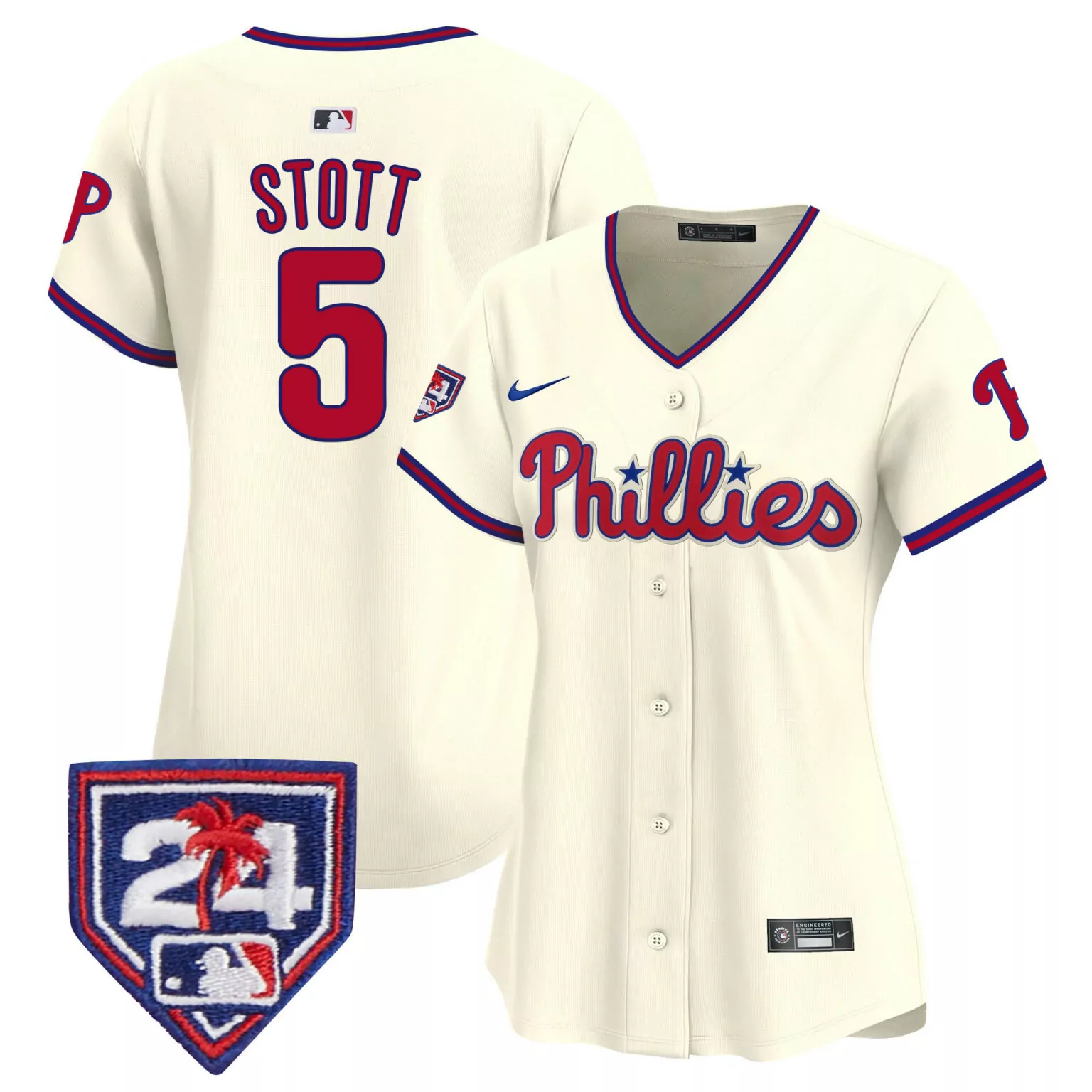 Customizable Cream bryson stott philadelphia phillies 2024 spring training patch jersey all stitched 8913