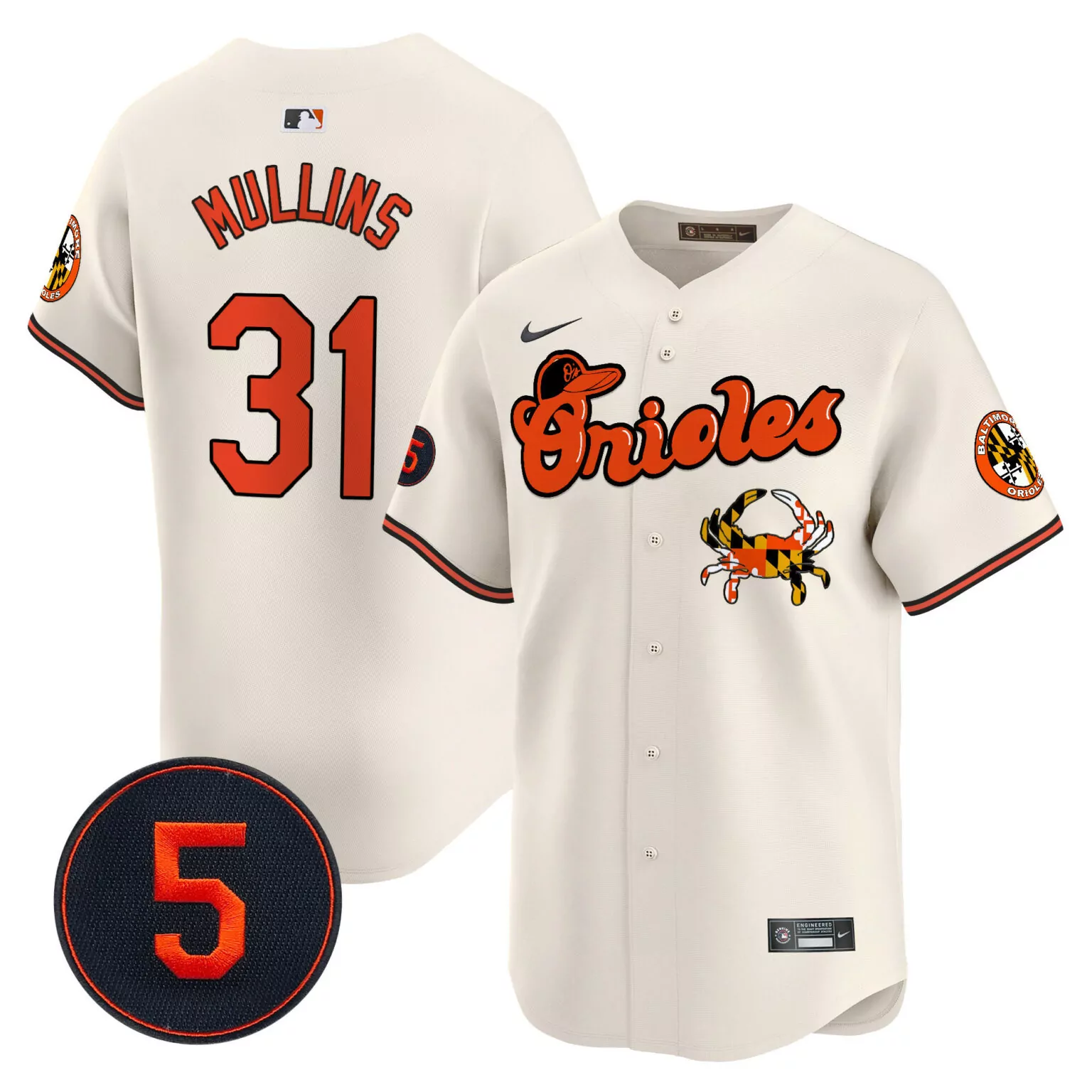 Custom Cream cedric mullins baltimore orioles robinson patch jersey v6 all stitched 5048