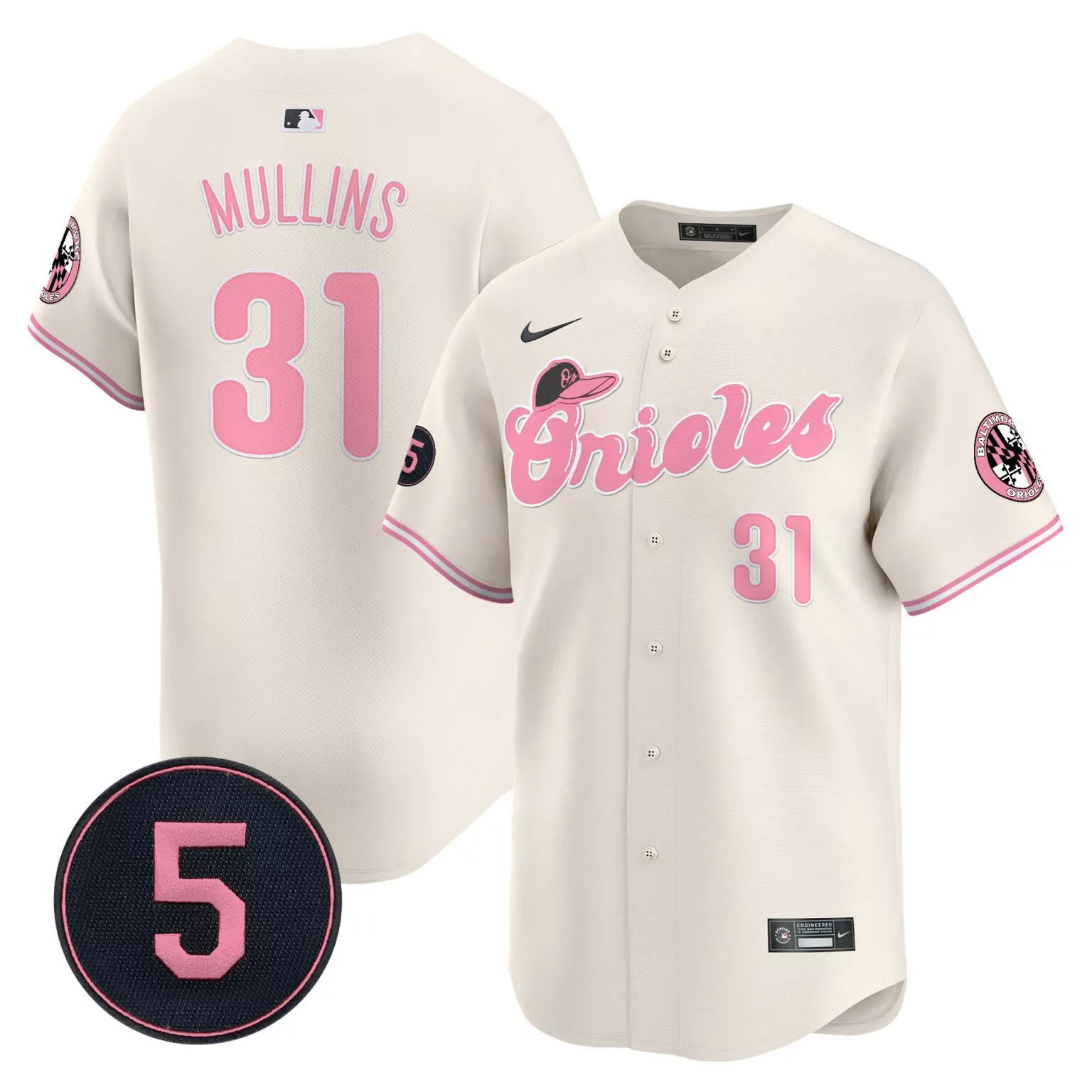 Personalized Cream cedric mullins unisex baltimore orioles pastel style robinson patch jersey all stitched 5197