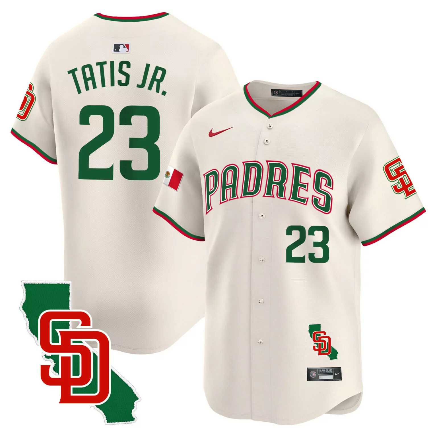 Customizable Cream fernando tatis jr san diego padres mexico california patch jersey v5 all stitched 6814