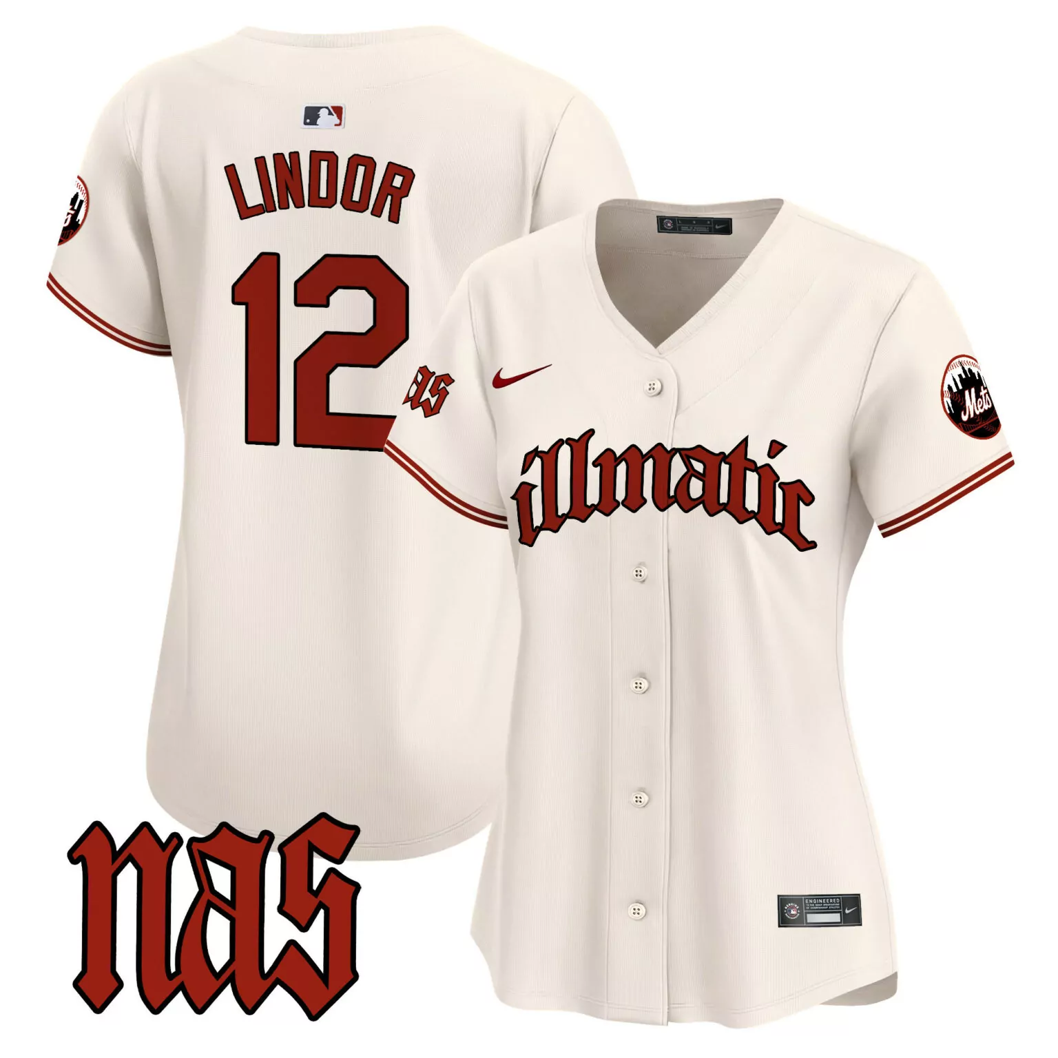 Customizable Cream francisco lindor new york mets nas illmatic jersey all stitched 4996