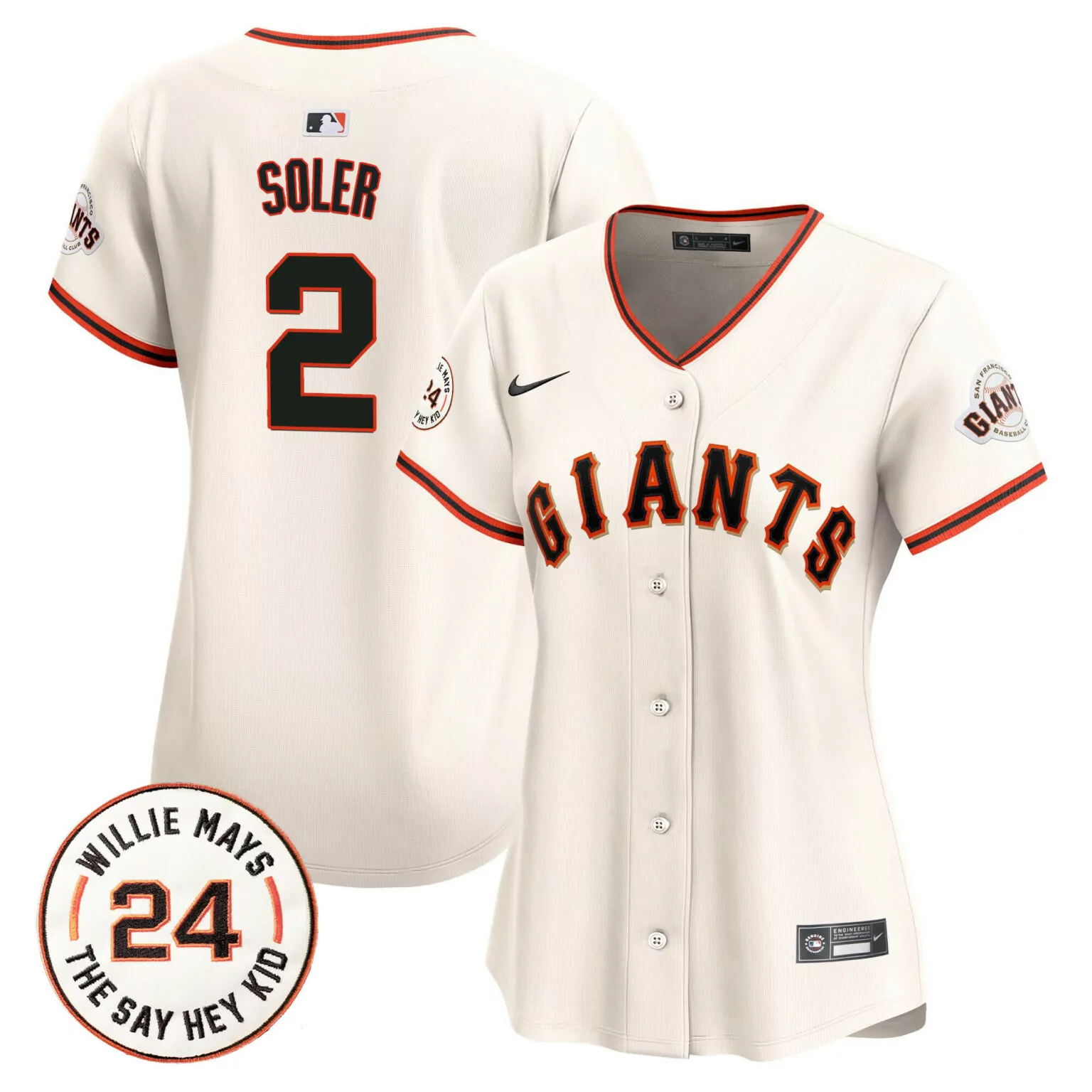 Custom Cream jorge soler san francisco giants 2024 willie mays patch jersey all stitched 8906