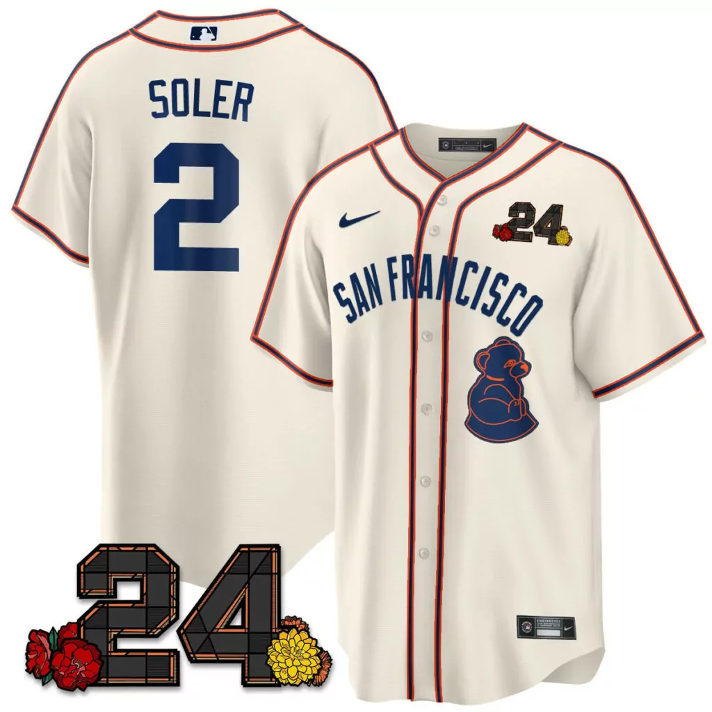 Custom Cream jorge soler san francisco giants 2024 willie mays patch jersey all stitched 8906