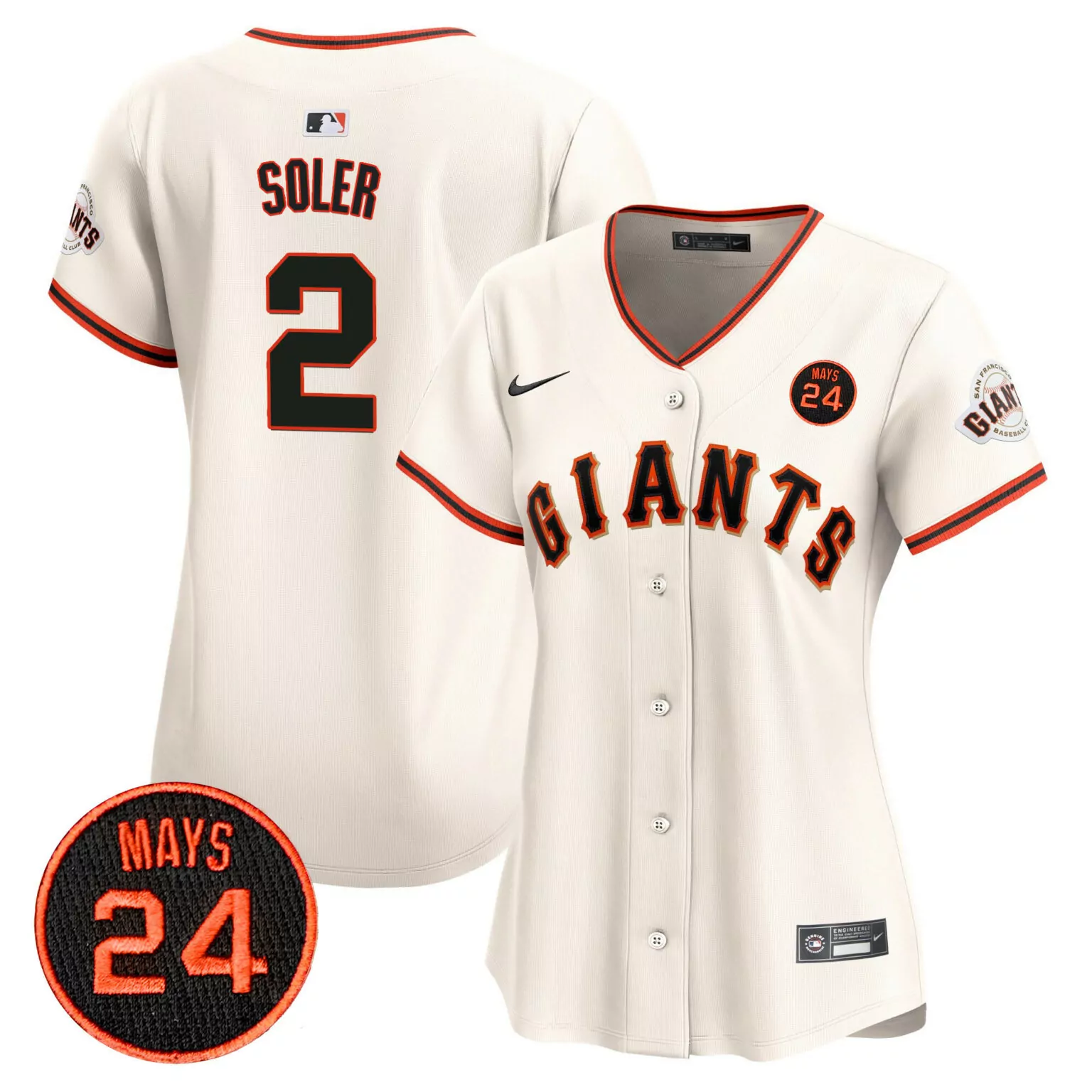 Custom Cream jorge soler san francisco giants 2024 willie mays patch jersey all stitched 8906