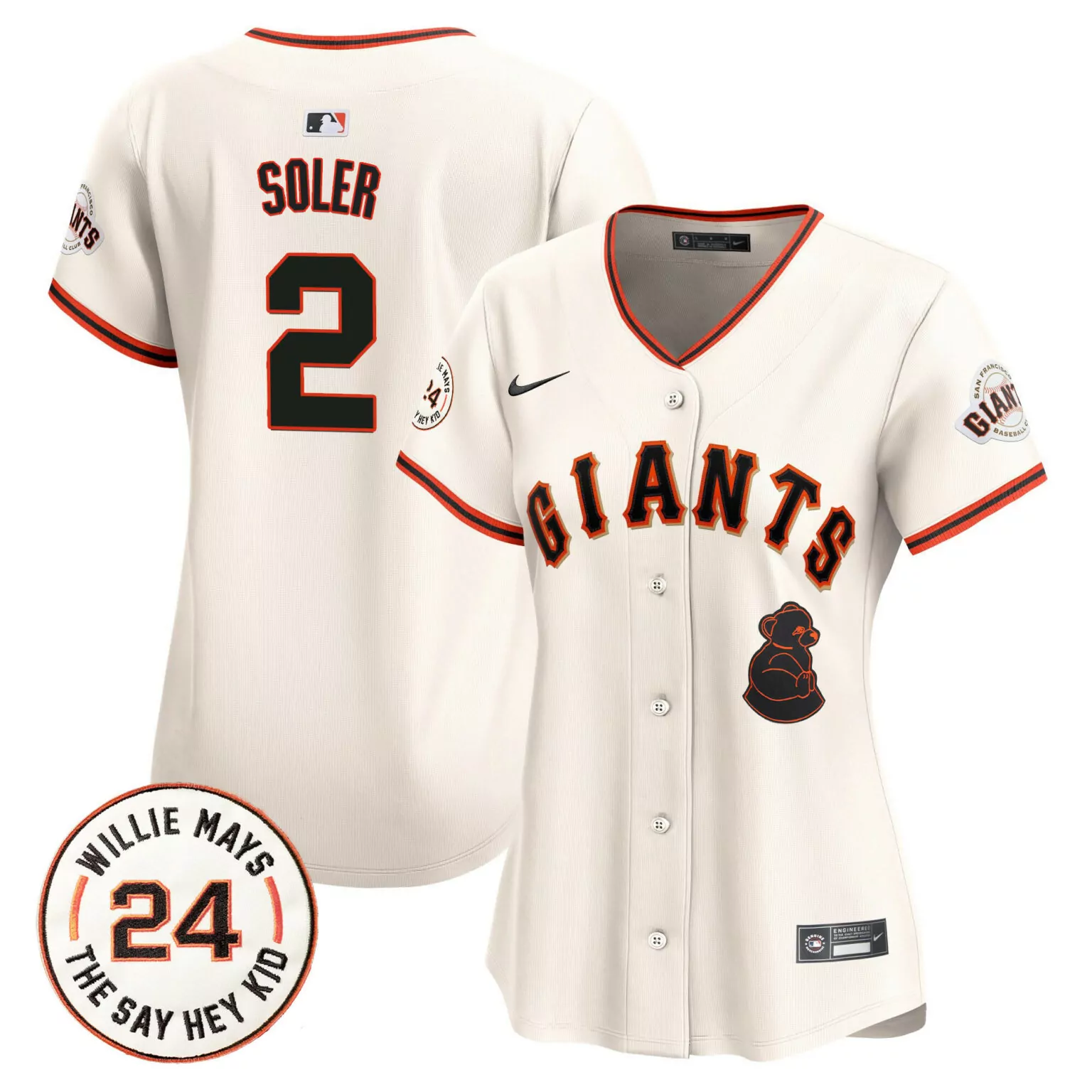 Custom Cream jorge soler san francisco giants 2024 willie mays patch jersey all stitched 8906