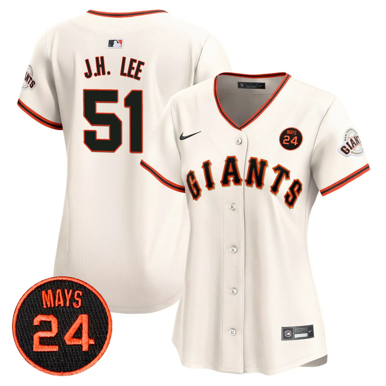 Personalized Cream jung hoo lee san francisco giants 2024 willie mays patch jersey v3 all stitched 7097