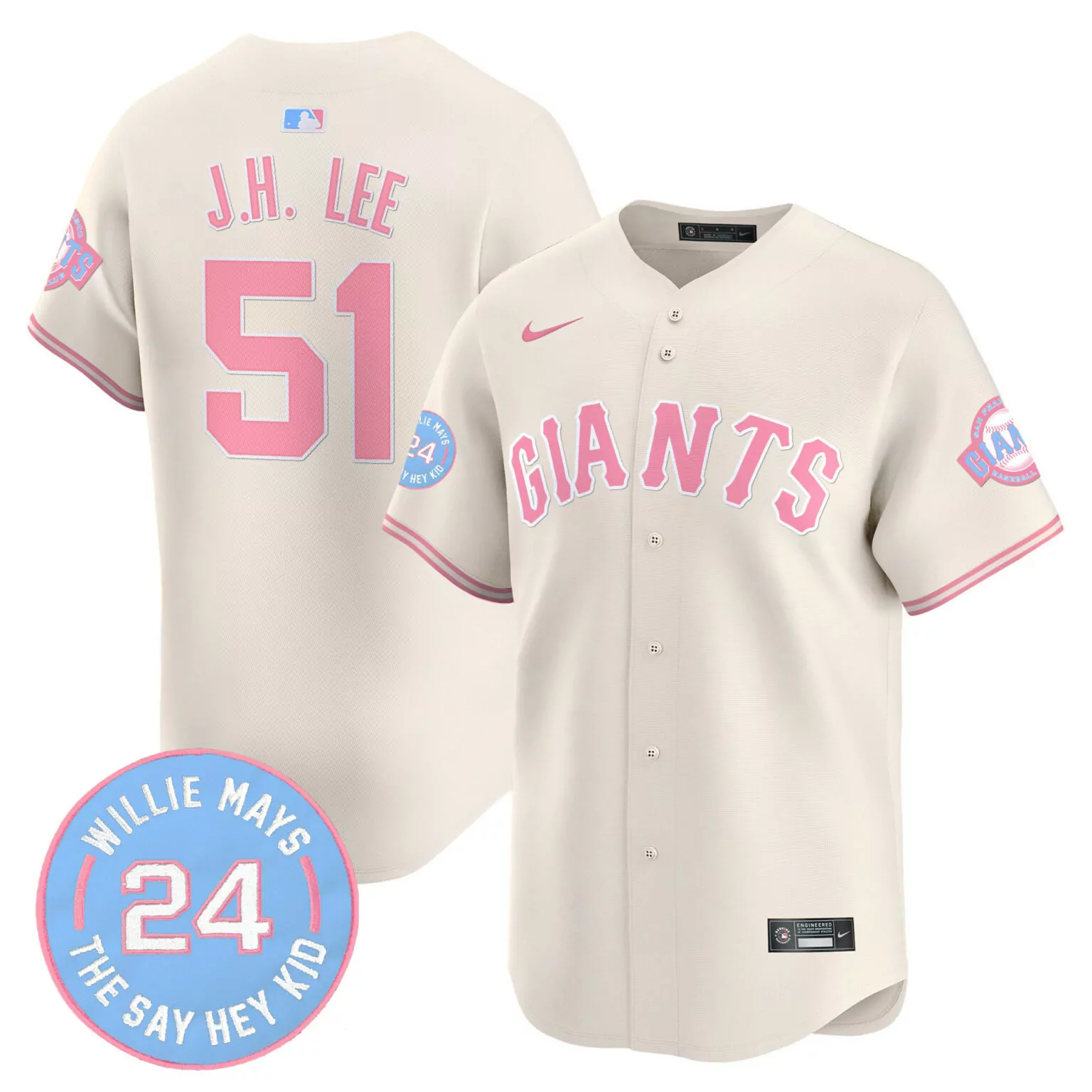 Customizable Cream jung hoo lee unisex san francisco giants bubblegum pink jersey all stitched 2698