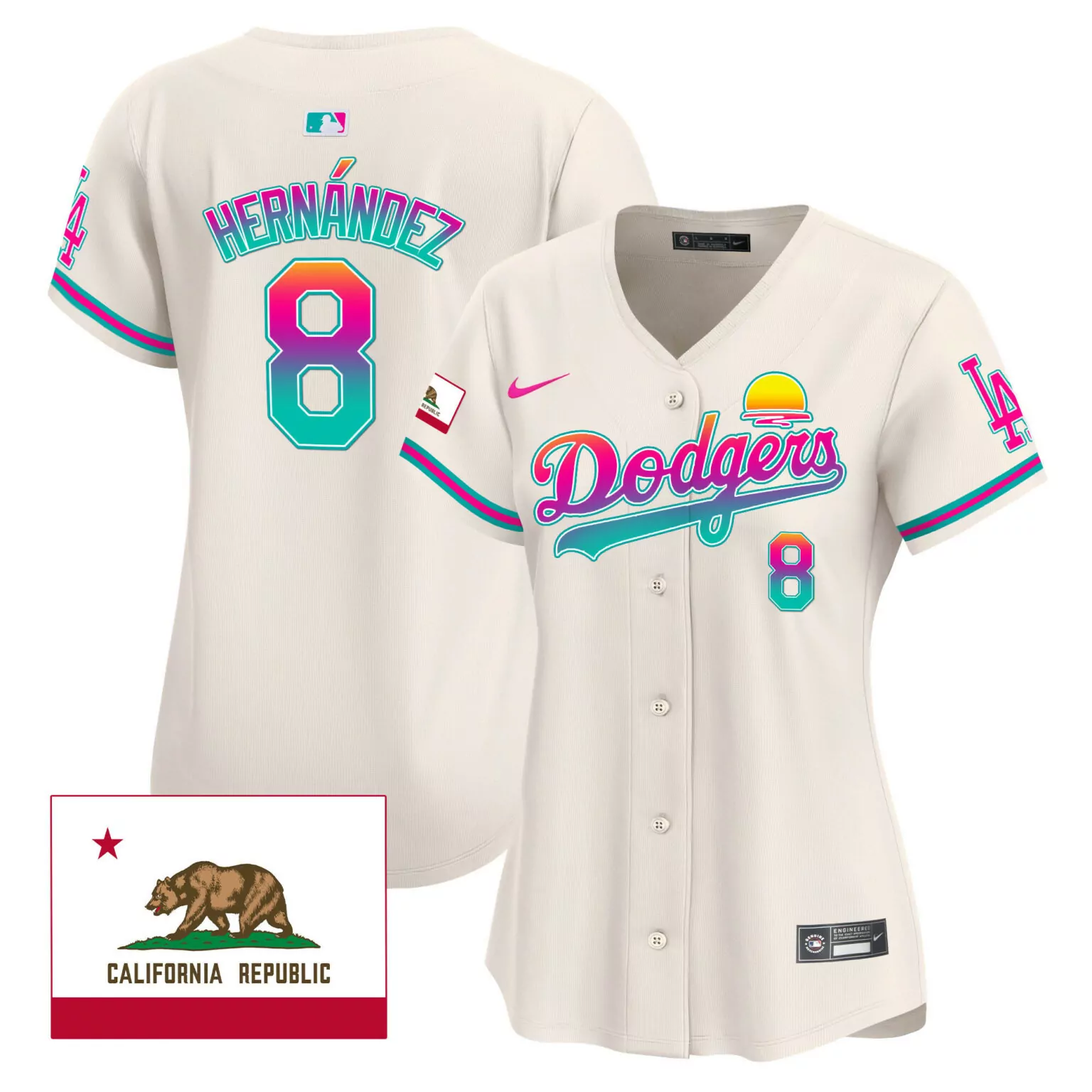 Customizable Cream kike hernandez los angeles dodgers 2024 los angeles city style jersey all stitched 4608