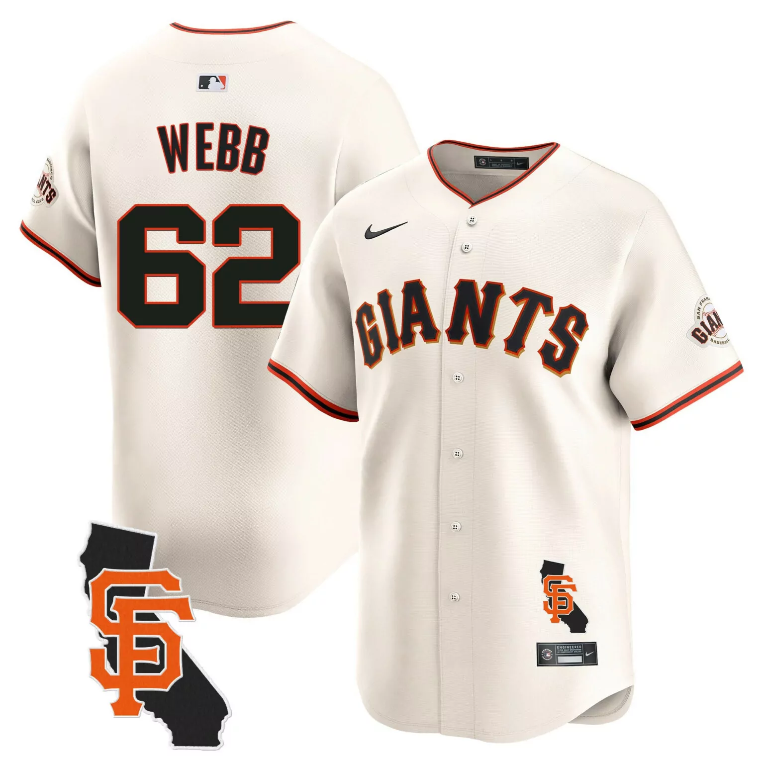 Personalized Cream logan webb san francisco giants california patch jersey all stitched 1770