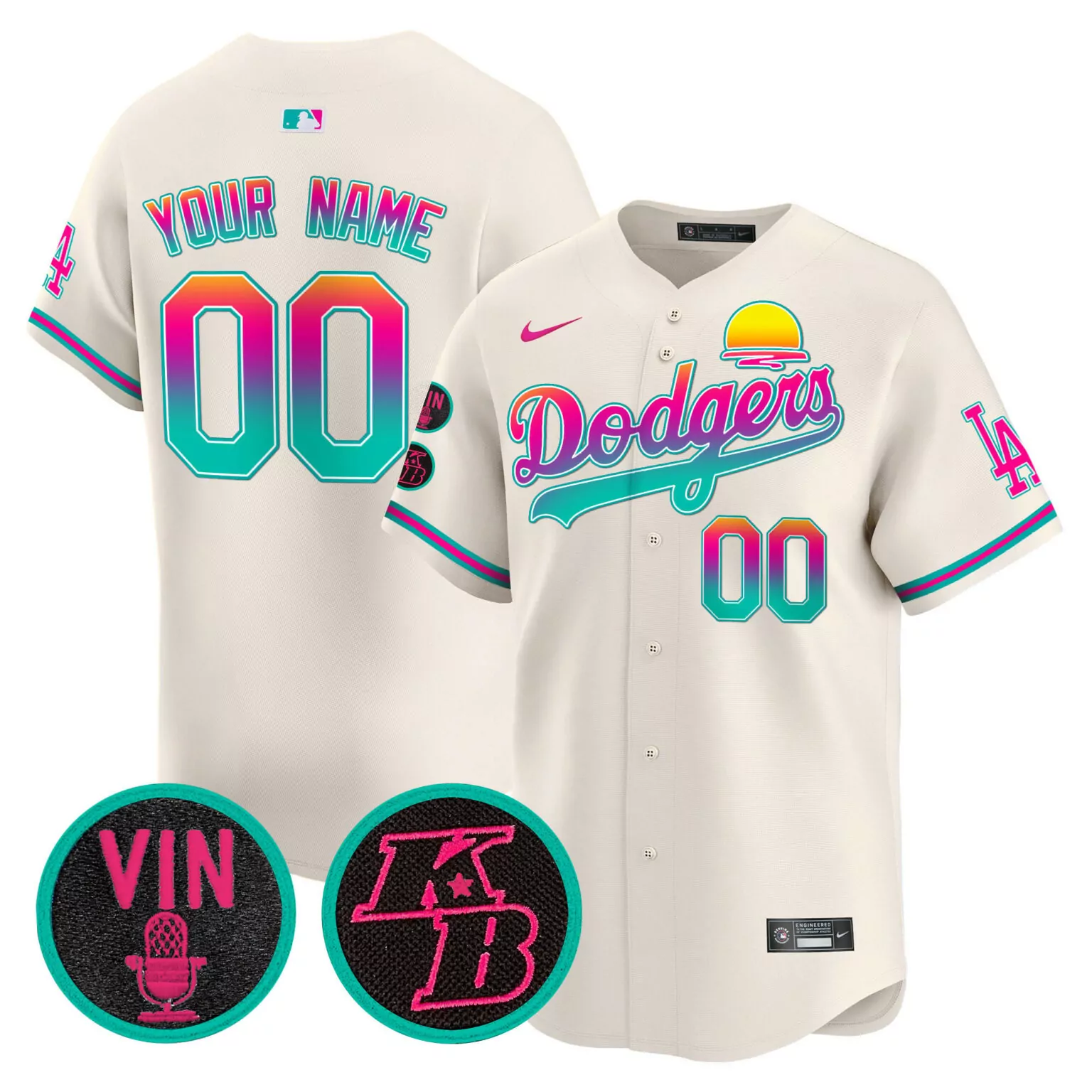 Customizable Cream los angeles dodgers 2024 los angeles city style vapor custom jersey v2 all stitched 3098