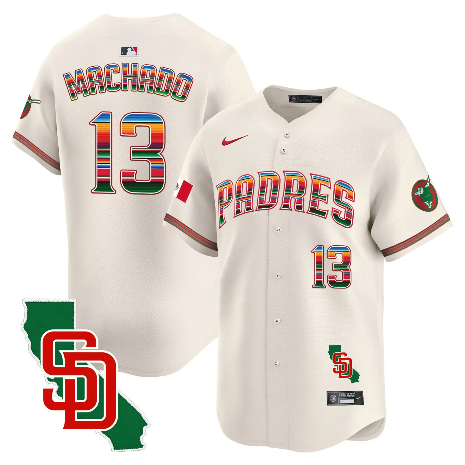 Personalized Cream manny machado san diego padres mexico california patch jersey all stitched 4227