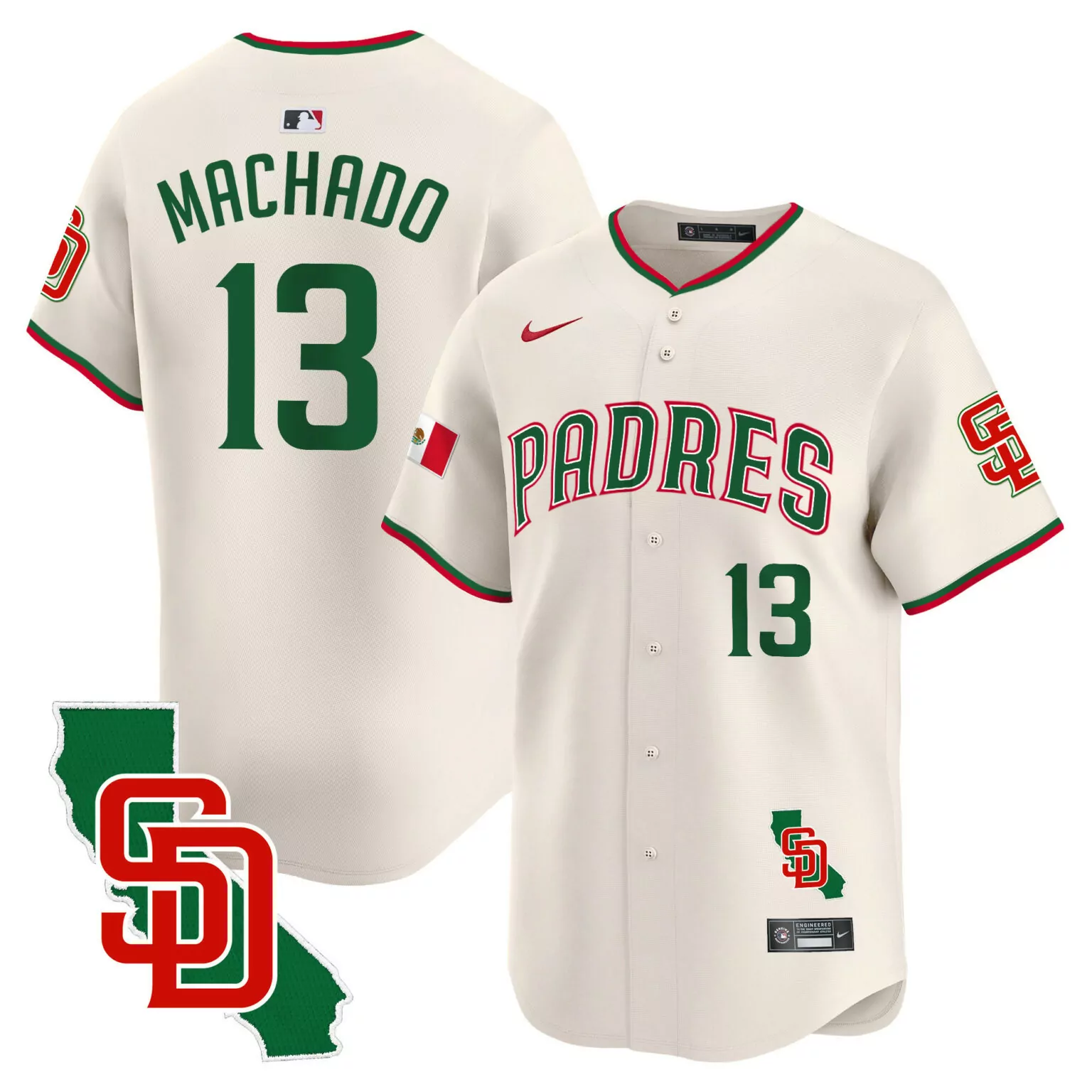 Personalized Cream manny machado san diego padres mexico california patch jersey v5 all stitched 9260