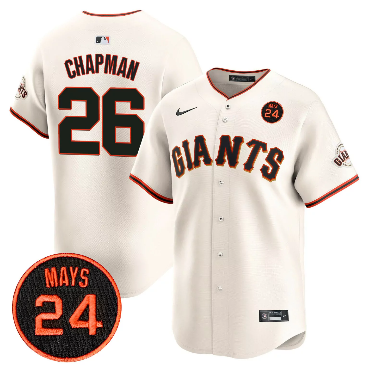 Customizable Cream matt chapman san francisco giants 2024 willie mays patch jersey all stitched 2747
