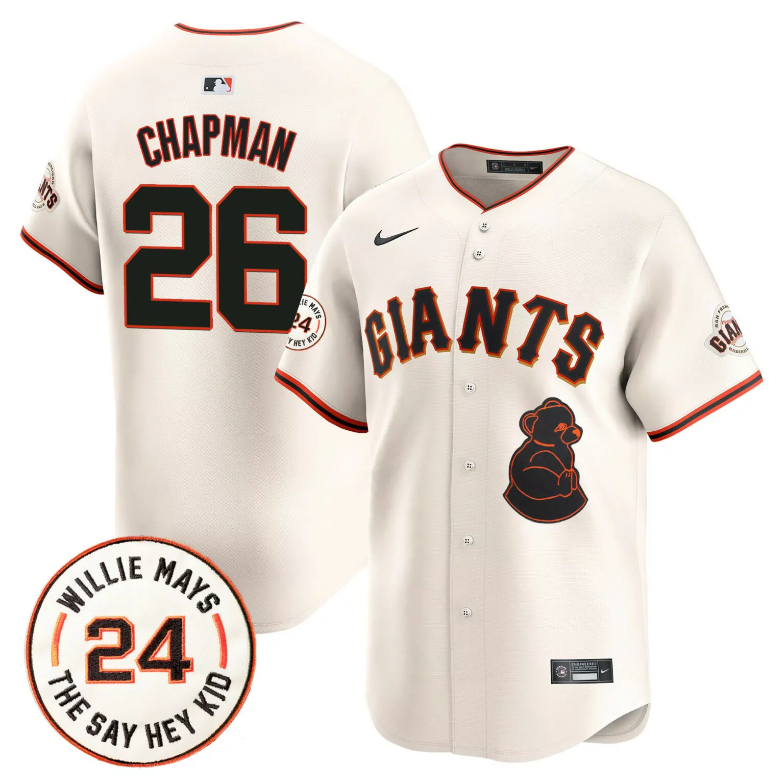 Customizable Cream matt chapman san francisco giants 2024 willie mays patch jersey all stitched 2747