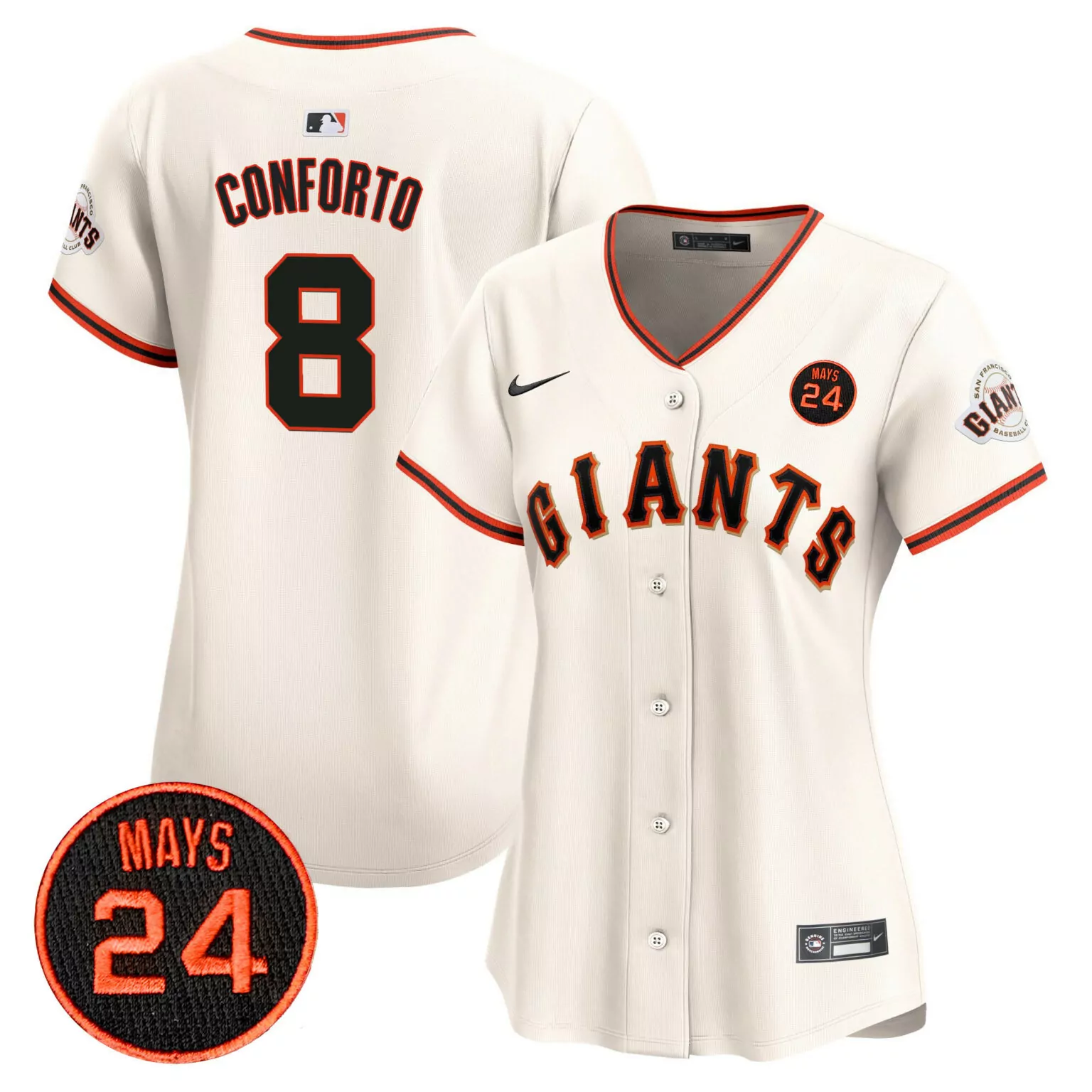 Personalized Cream michael conforto san francisco giants 2024 willie mays patch jersey v3 all stitched 2889