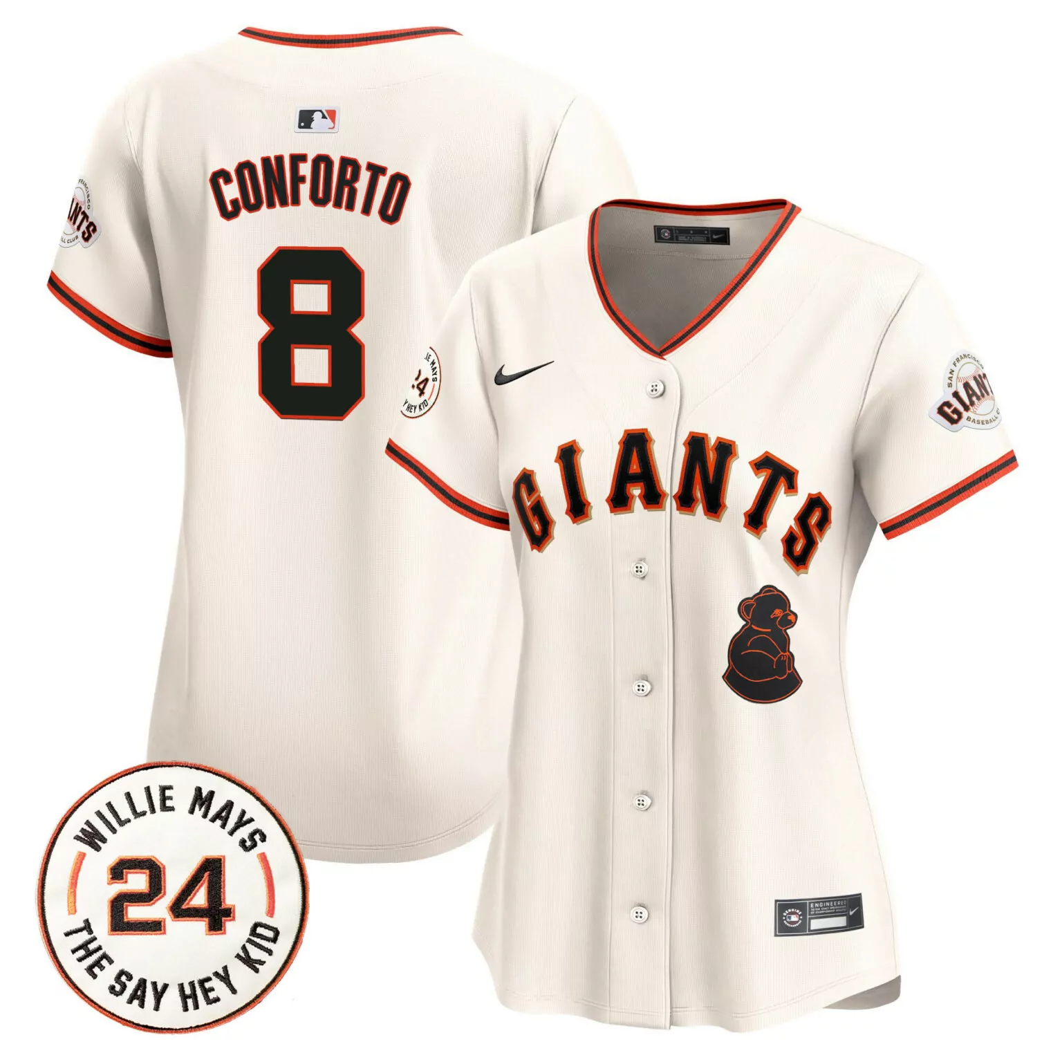 Personalized Cream michael conforto san francisco giants 2024 willie mays patch jersey v3 all stitched 2889