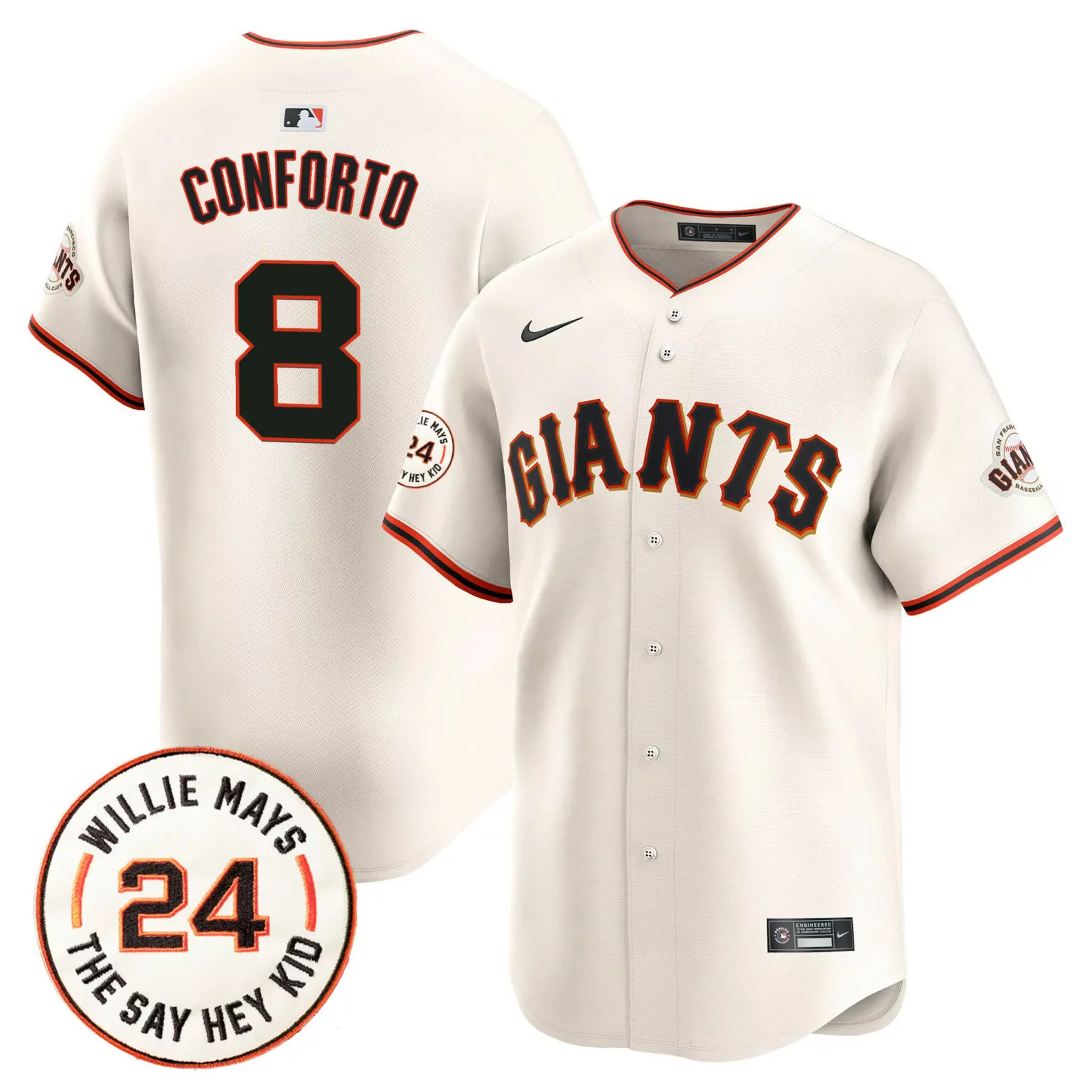 Personalized Cream michael conforto san francisco giants 2024 willie mays patch jersey v6 all stitched 7976
