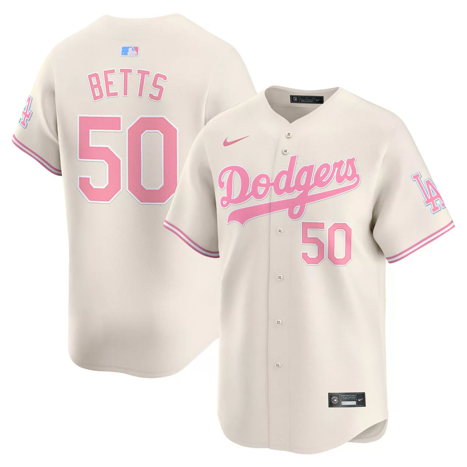 Customizable Cream mookie betts unisex los angeles dodgers bubblegum pink jersey all stitched 6886