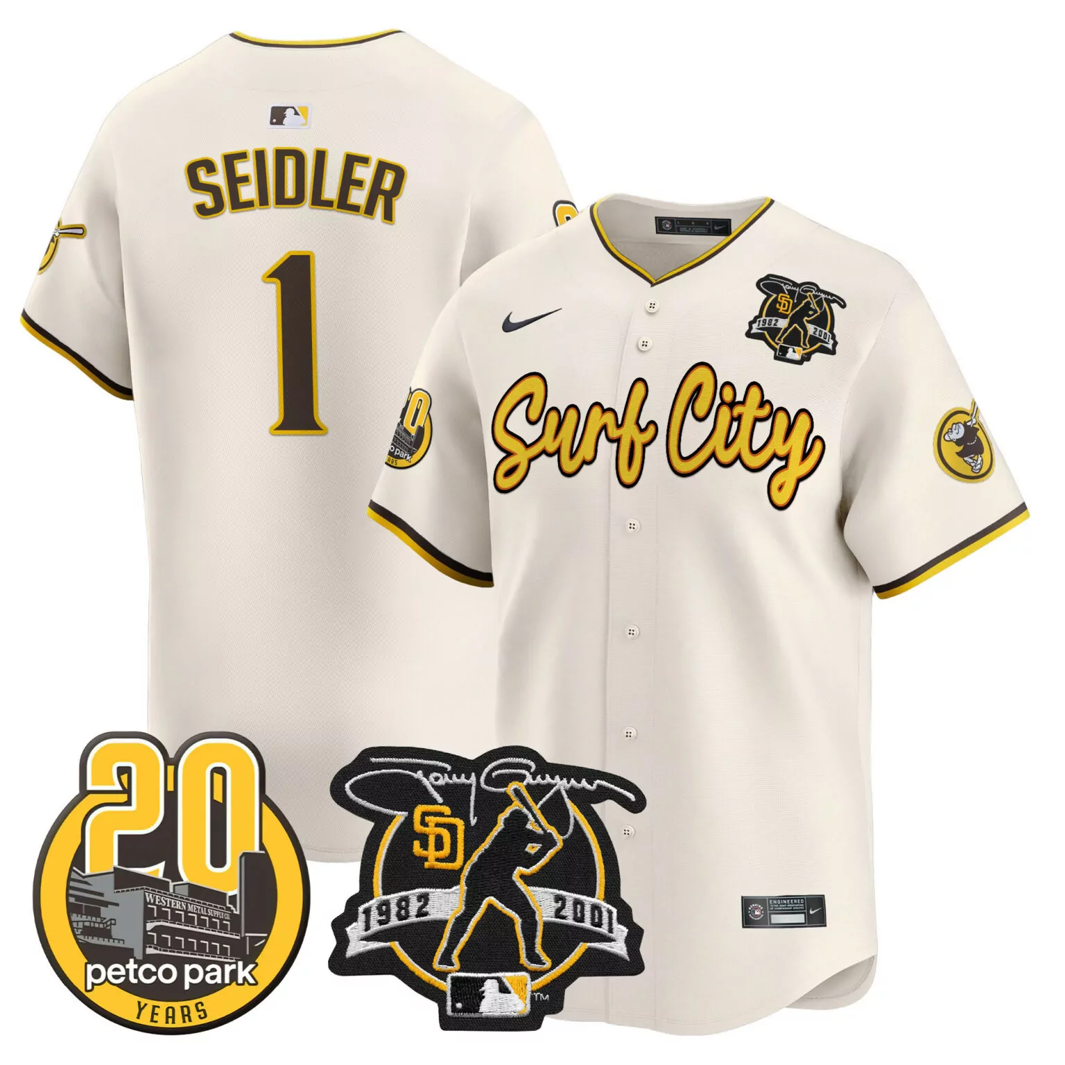 Custom Cream joe musgrove san diego padres tony gwynn petco park 20th patch usmc jersey v2 all stitched 9895