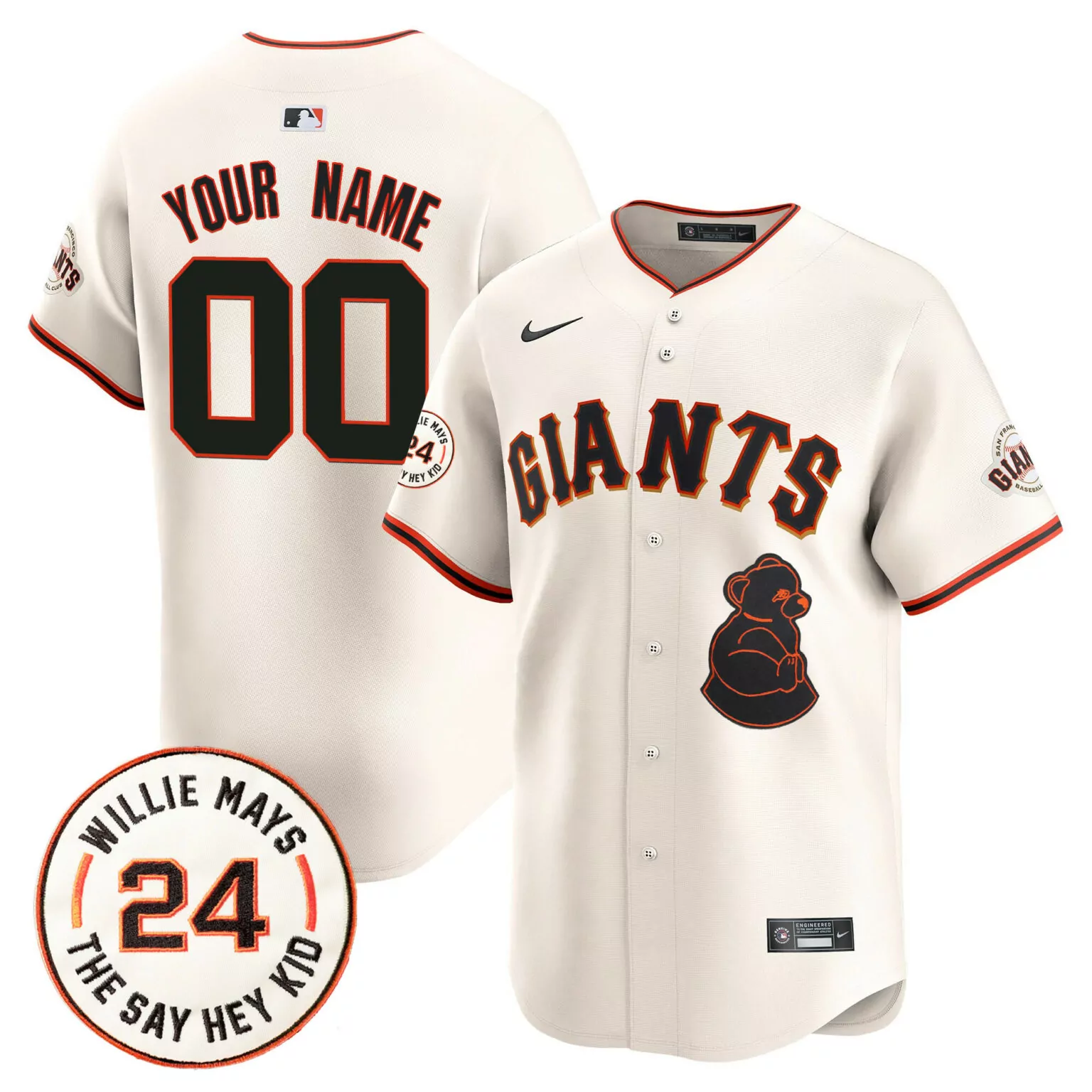 Custom Cream san francisco giants 2024 willie mays patch vapor custom jersey all stitched 9749
