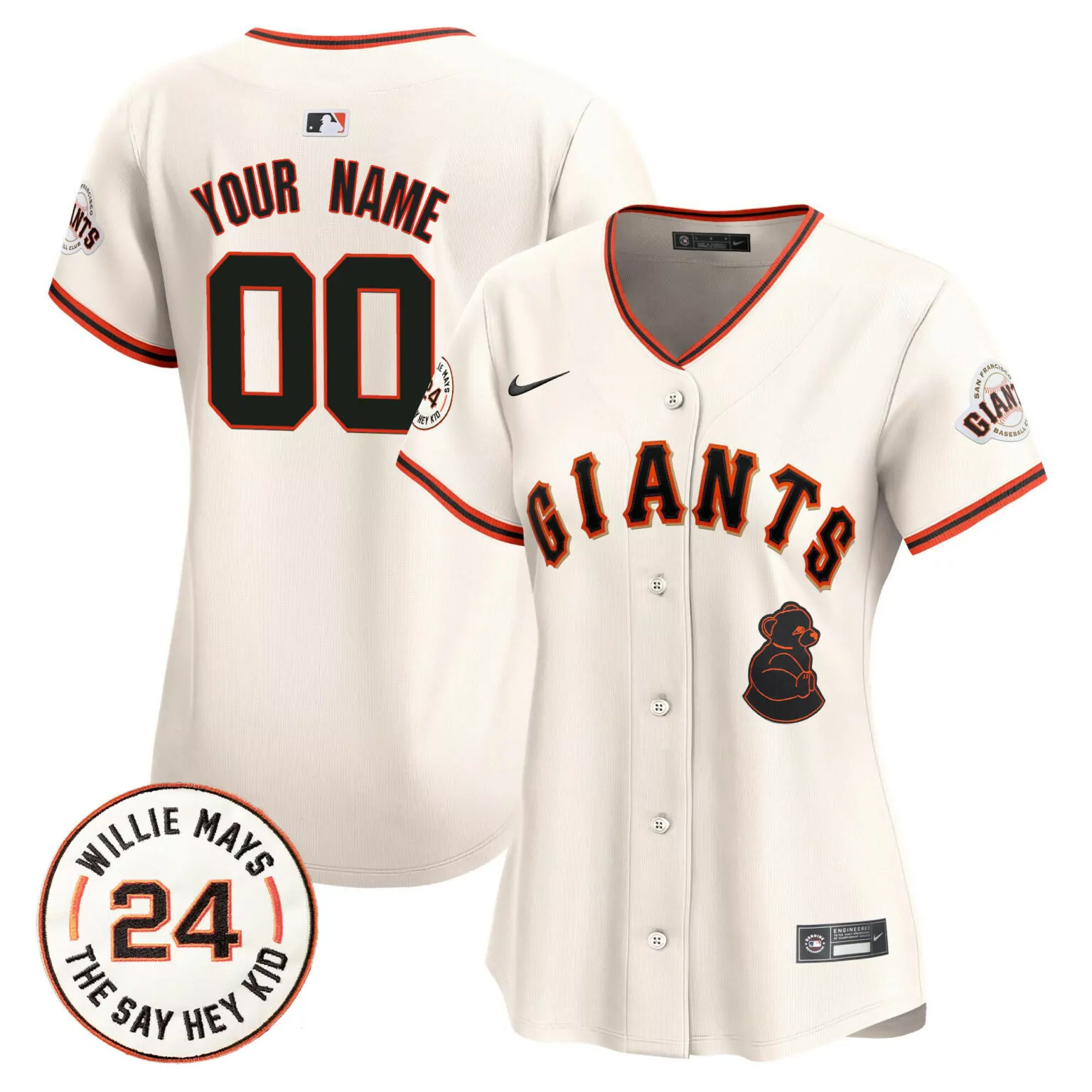 Customizable Cream san francisco giants 2024 willie mays patch vapor custom jersey v4 all stitched 6670