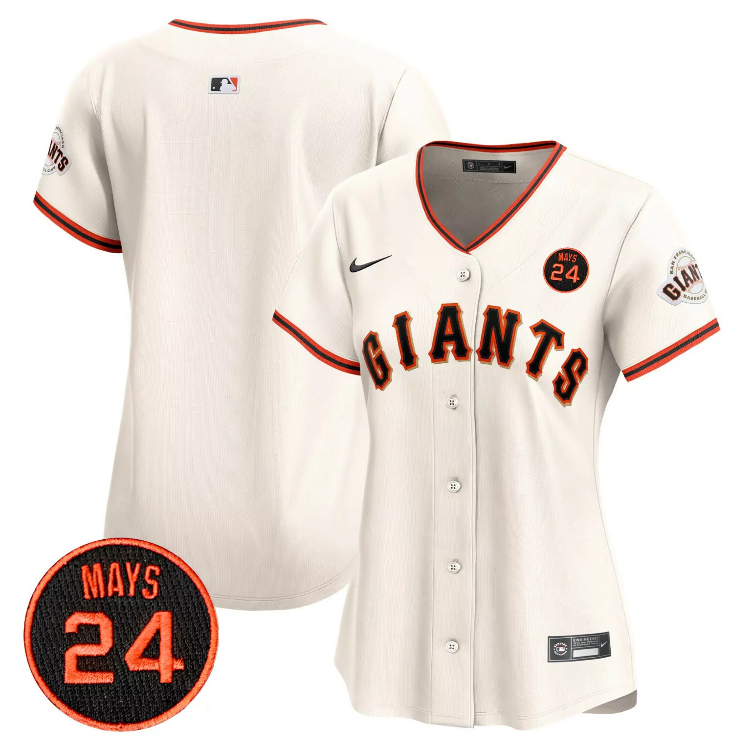 Customizable Cream team san francisco giants 2024 willie mays patch jersey v2 all stitched 8582