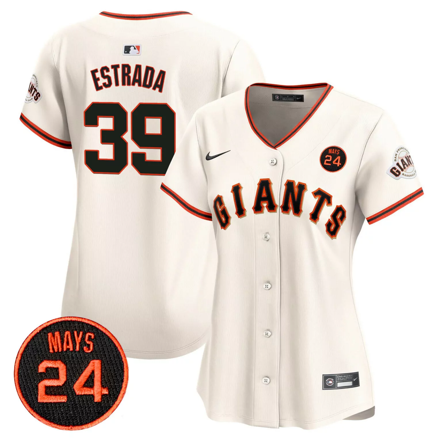 Custom Cream thairo estrada san francisco giants 2024 willie mays patch jersey v3 all stitched 8857