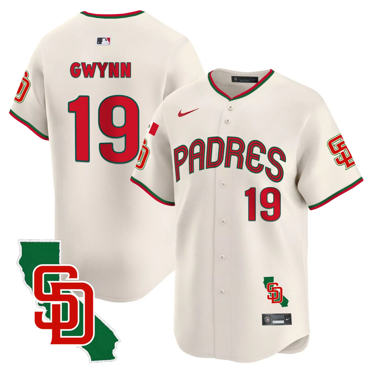 Personalized Cream tony gwynn san diego padres mexico california patch jersey v4 all stitched 1781