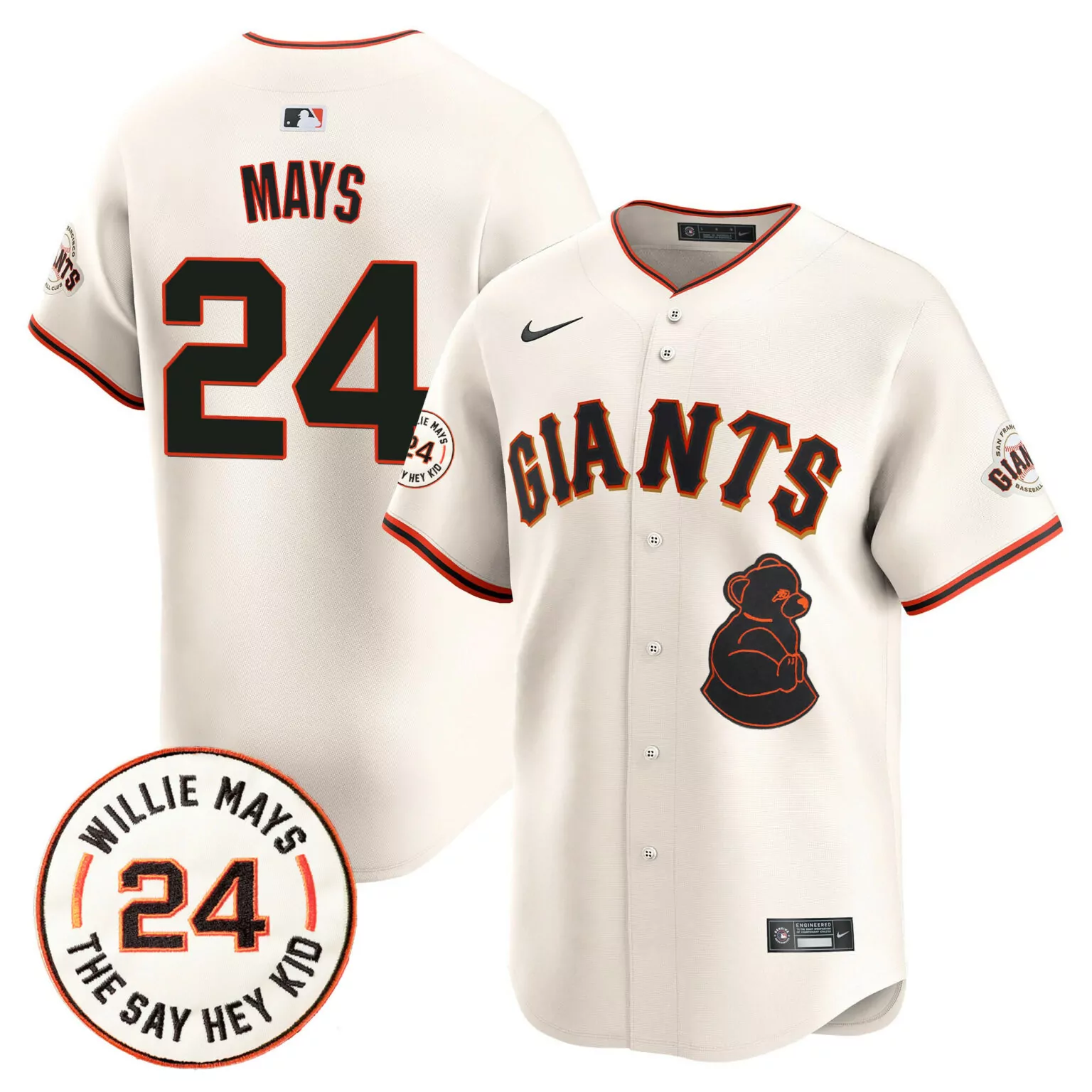 Customizable Cream willie mays san francisco giants 2024 willie mays patch jersey v4 all stitched 5191