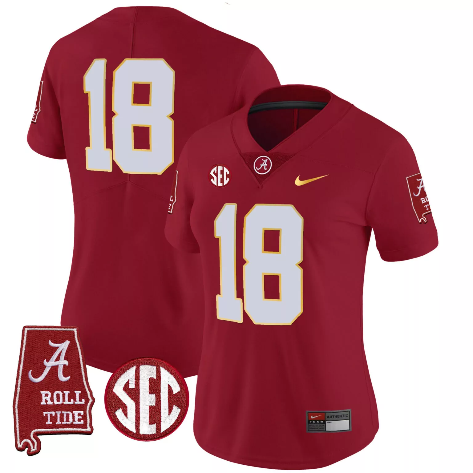 Custom Crimson 18 champs alabama crimson tide gold trim jersey alabama map all stitched 6759
